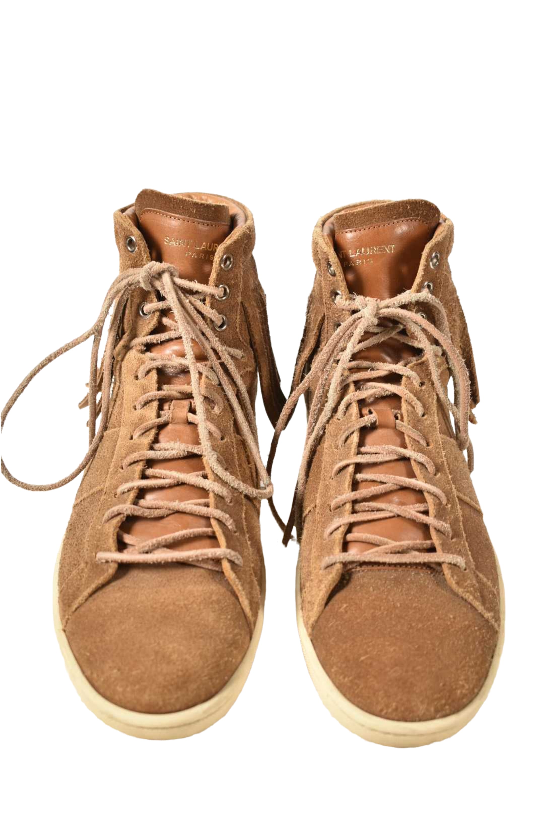 SAINT LAURENT Tan Suede Fringe Court Classic SL/18H High Top Sneaker 9US Italy