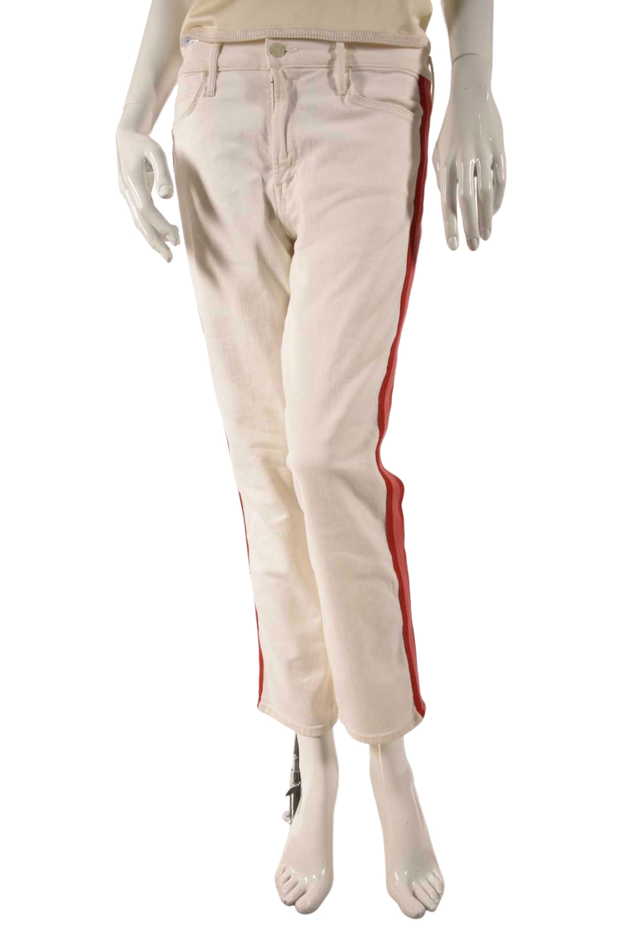MOTHER White Pink Side Stripe Midrise Dazzler Crop Denim 29W USA