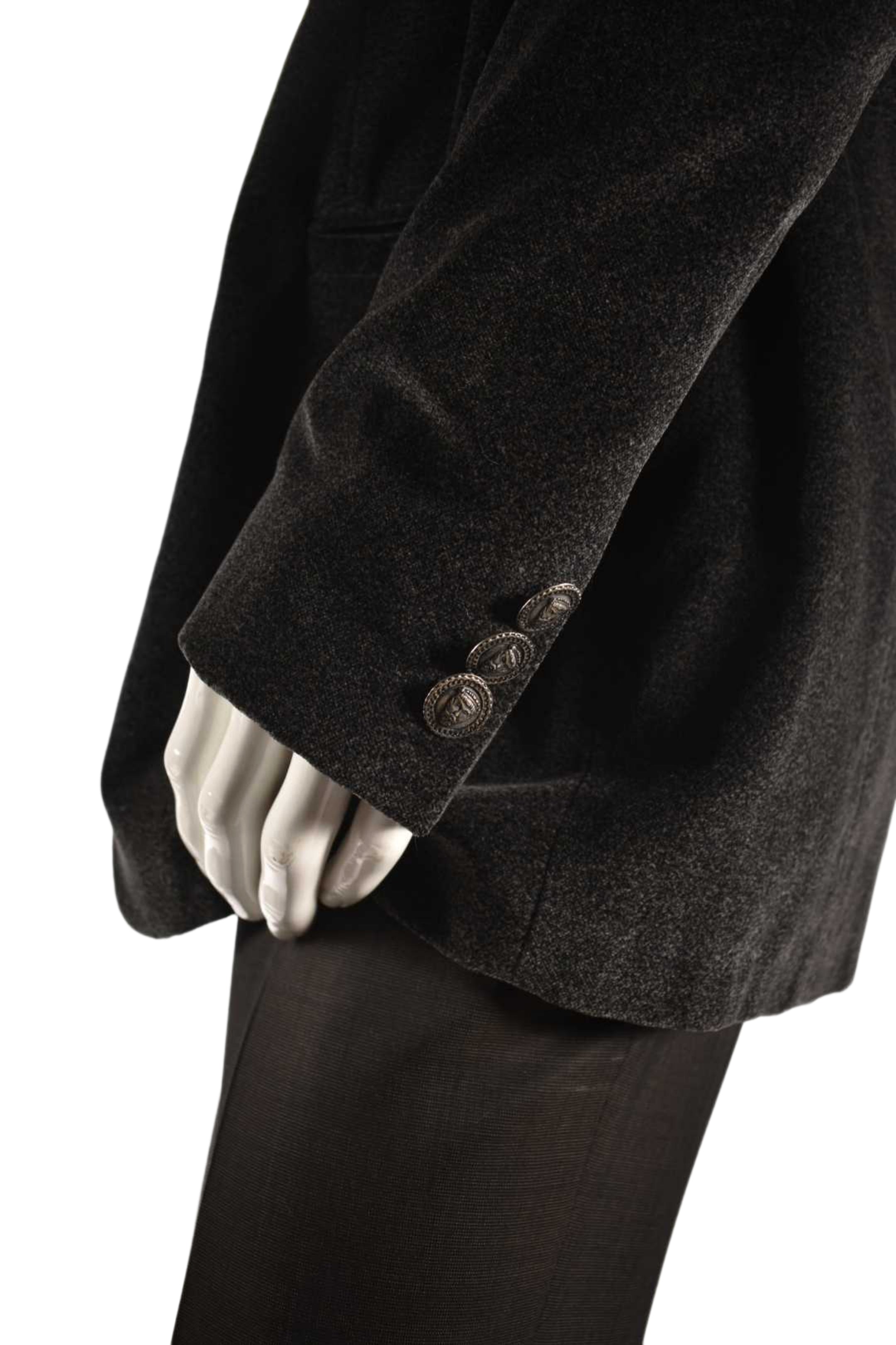 1990s ISTANTE Charcoal Grey Galaxy Cotton Velvet 3BTN Blazer 44T