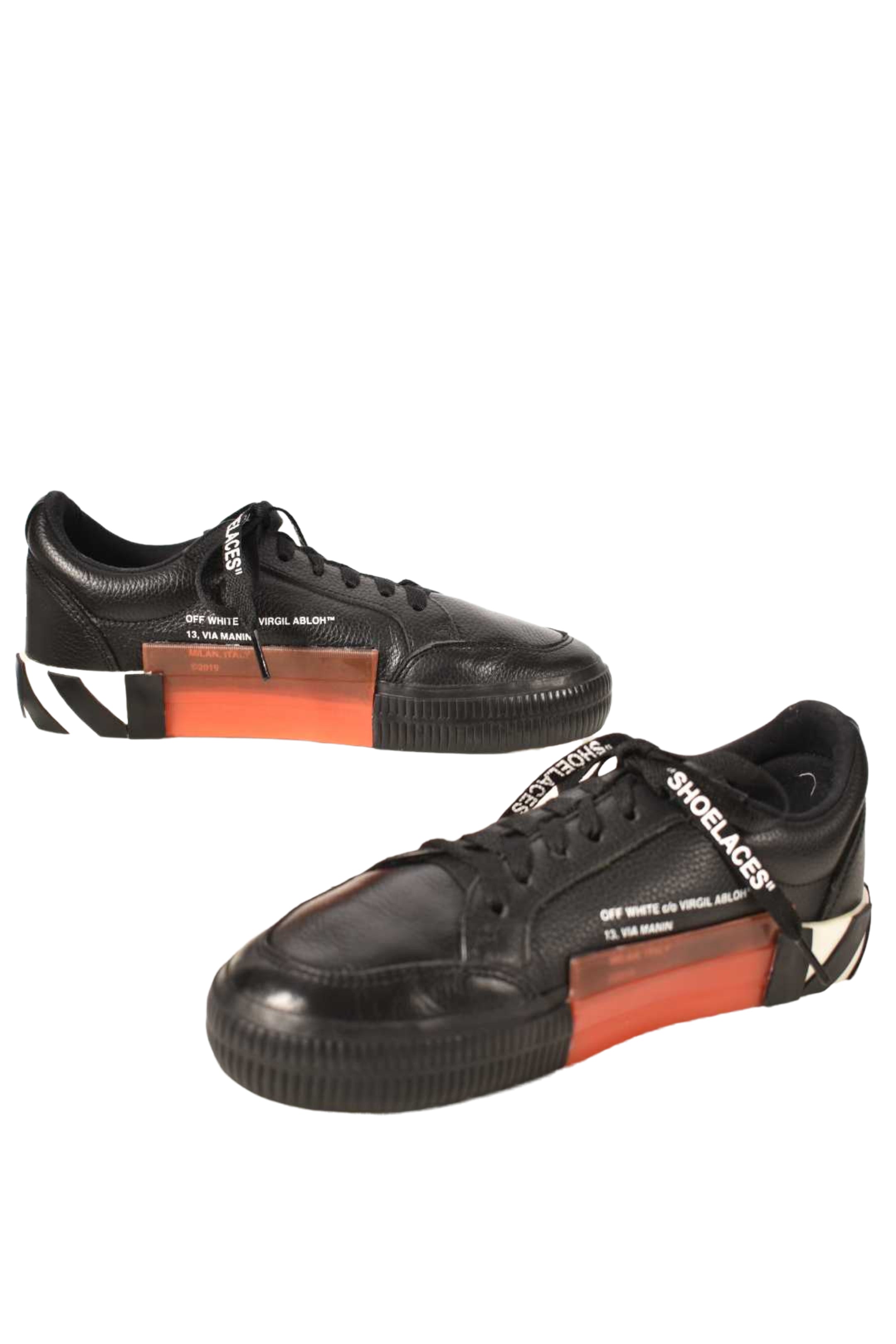 OFF-WHITE Black Leather Virgil Abloh Vulcanized Low Sneakers 36EU 6US