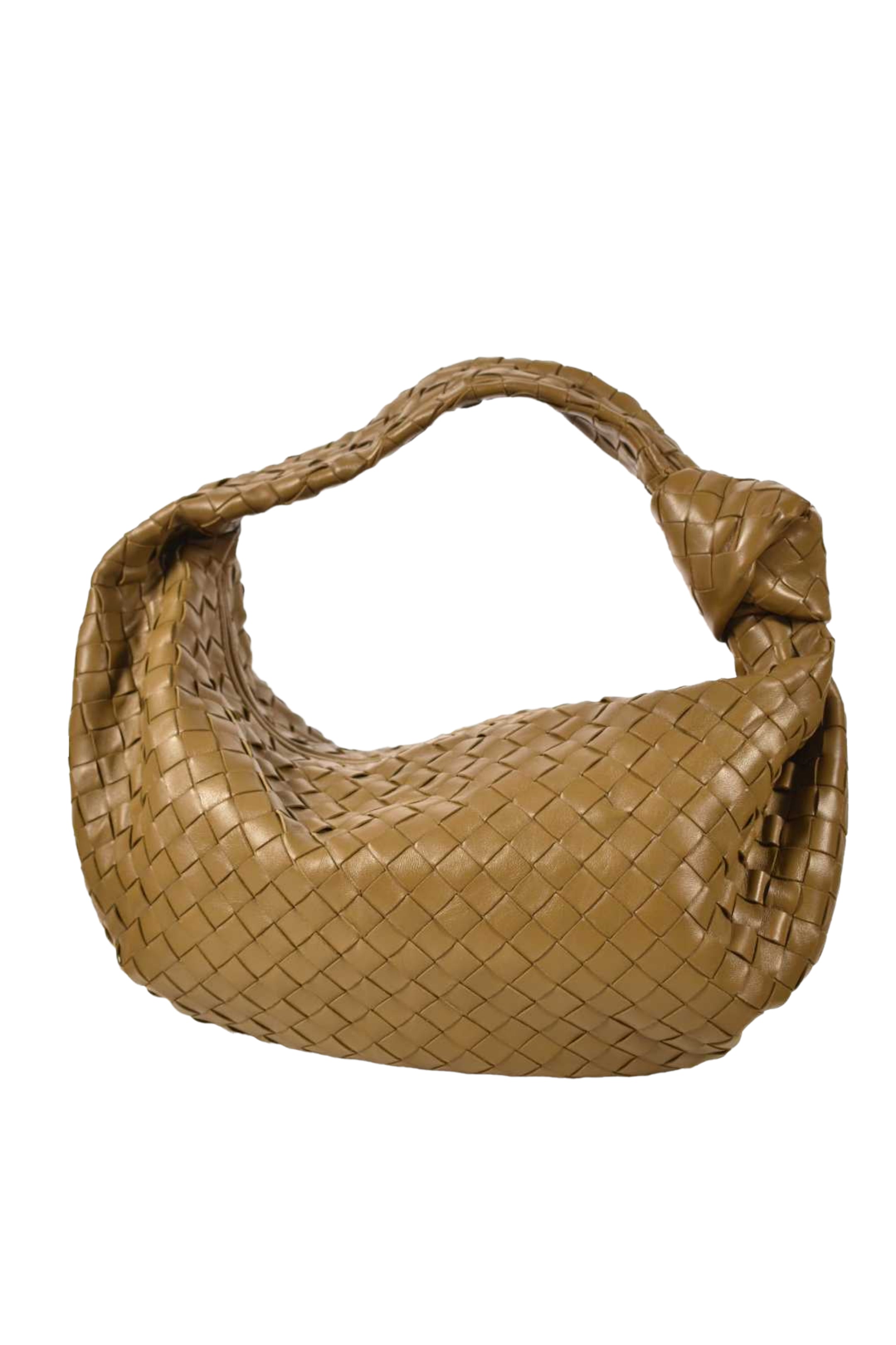 BOTTEGA VENETA Tan Large Jodie Woven Leather Shoulder Bag