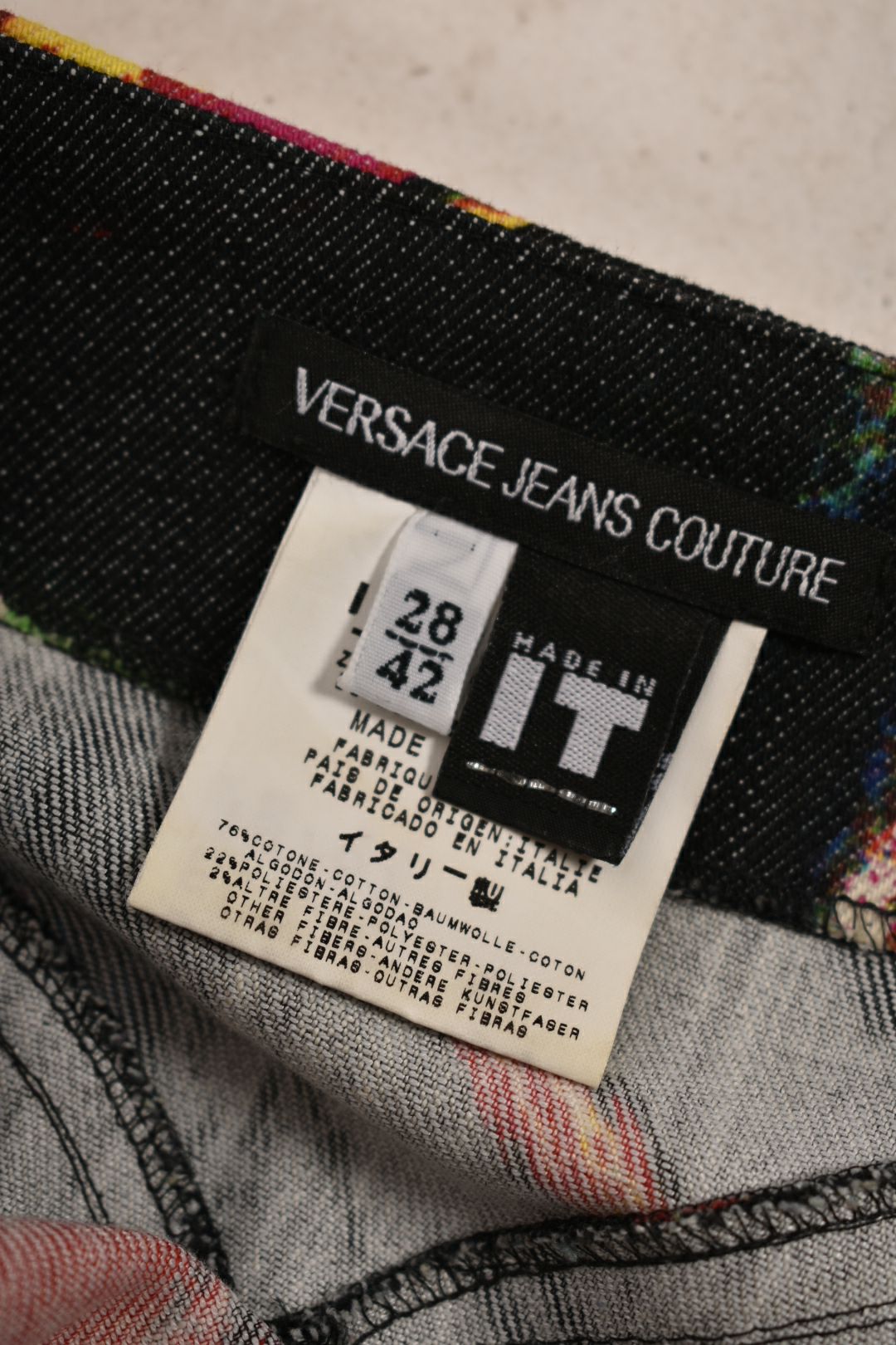 VERSACE JEANS COUTURE Navy Denim Multi Colour Floral Skirt