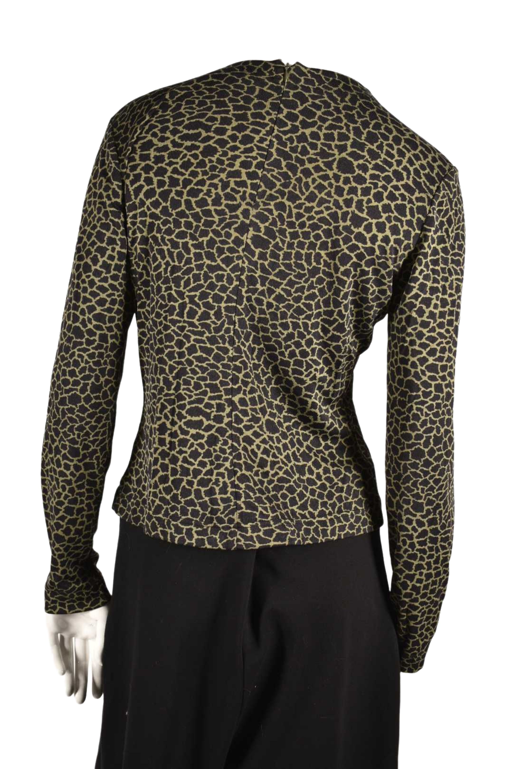 1990s ISTANTE Green Leopard Print Cropped Top Medium