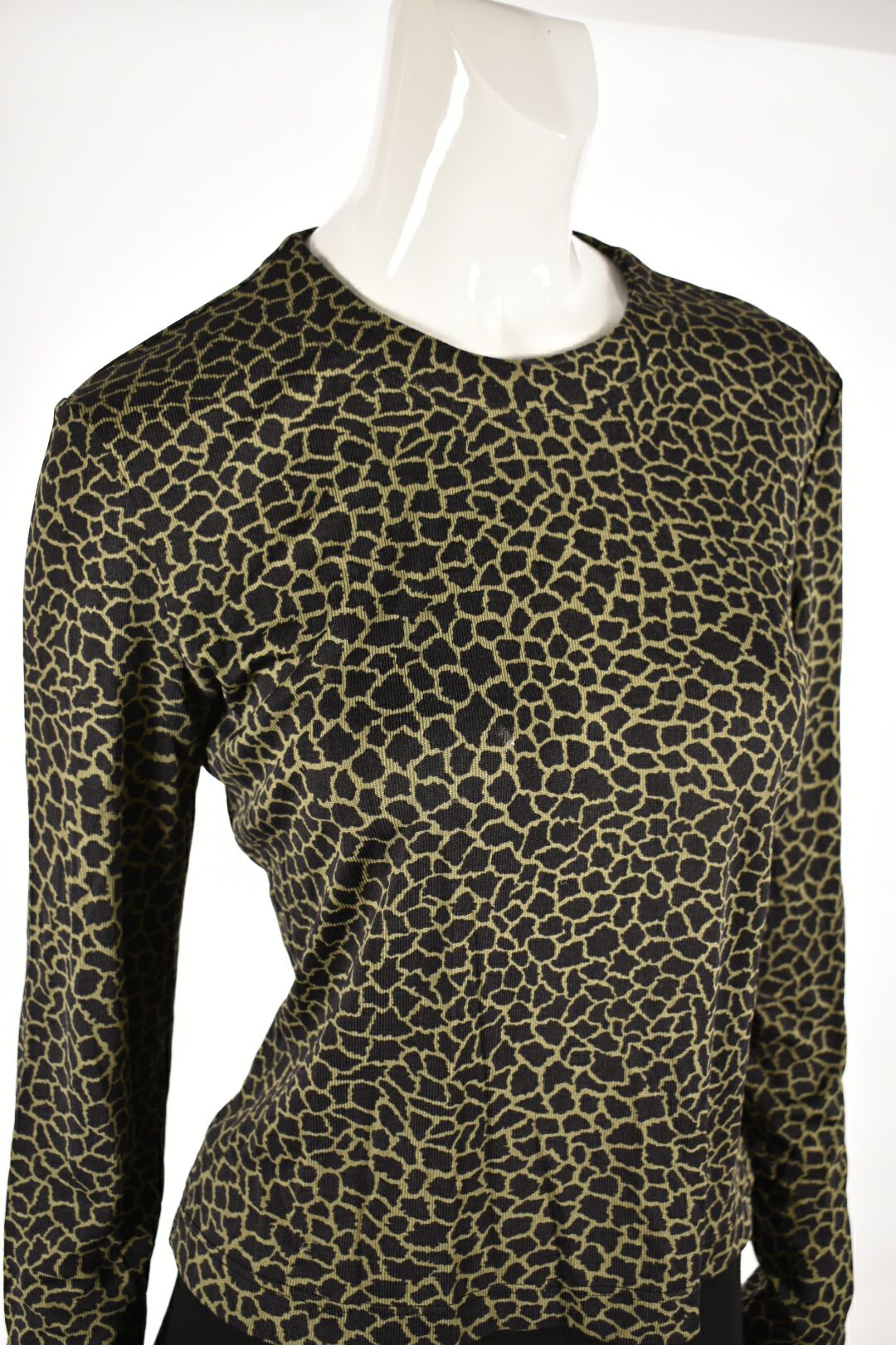 1990s ISTANTE Green Leopard Print Cropped Top Medium