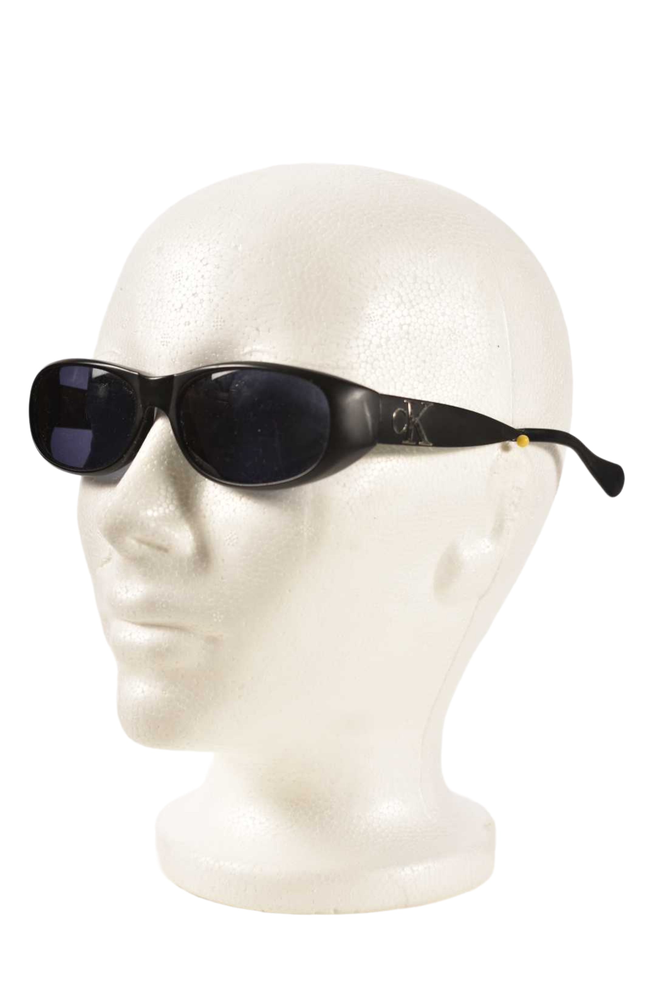 2000s CALVIN KLEIN Black Metal CK1000 Blue Lens Sunglasses Japan