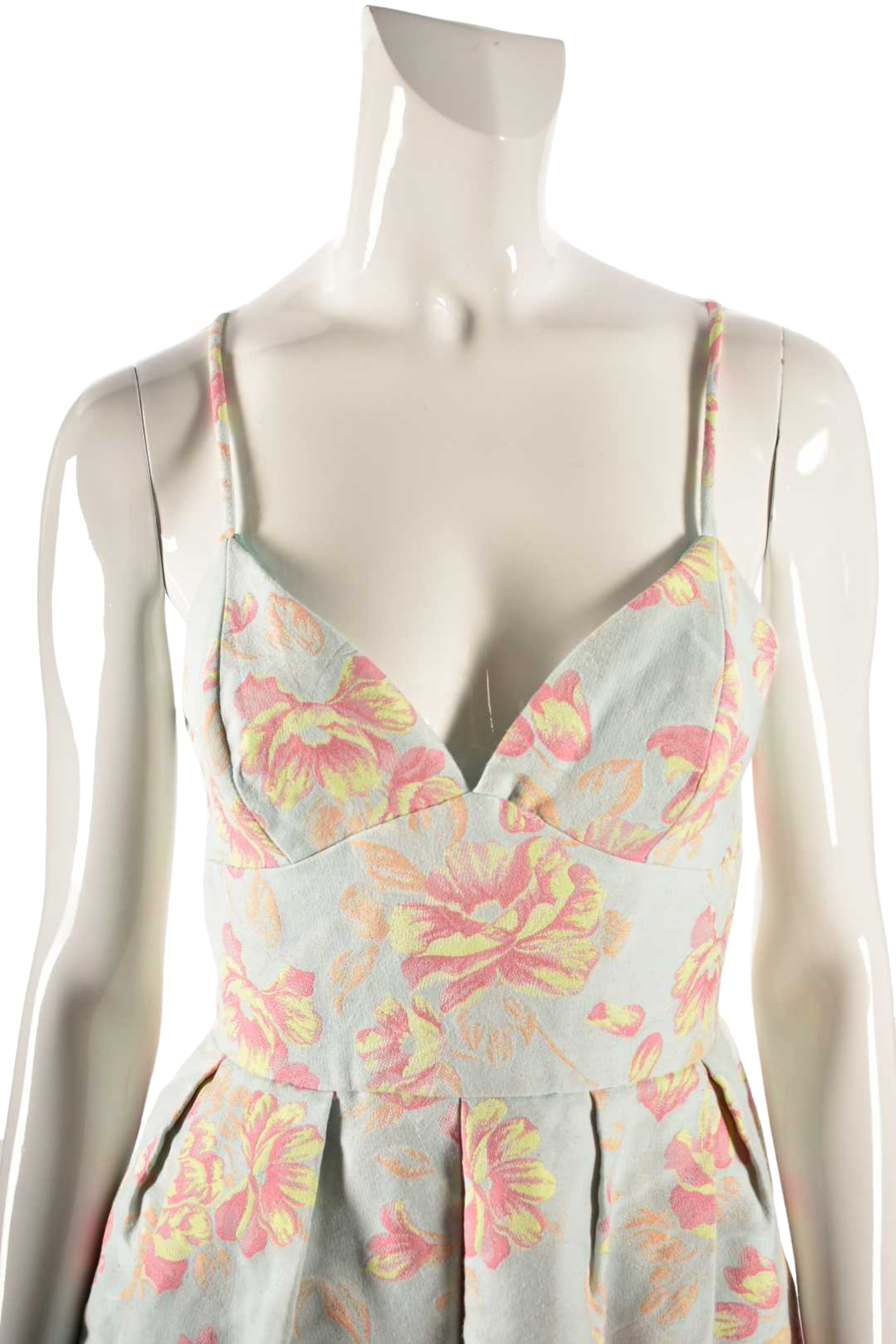HUTCH Blue Blush Pink Floral Jacquard Rush Mini Dress 4US NYC