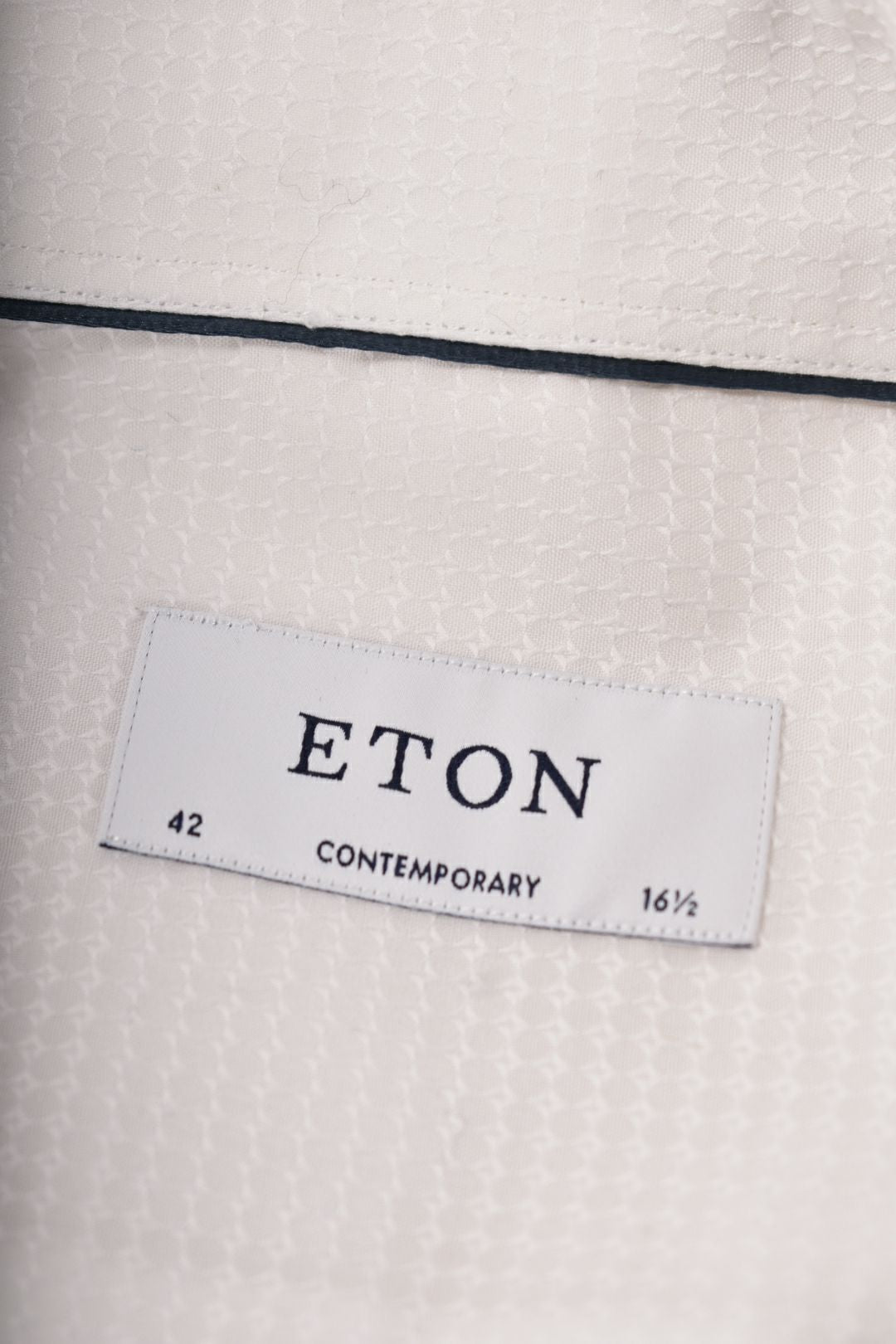 ETON White Cotton Textured Royal Formal French Cuff Shirt 16.5/42 Large