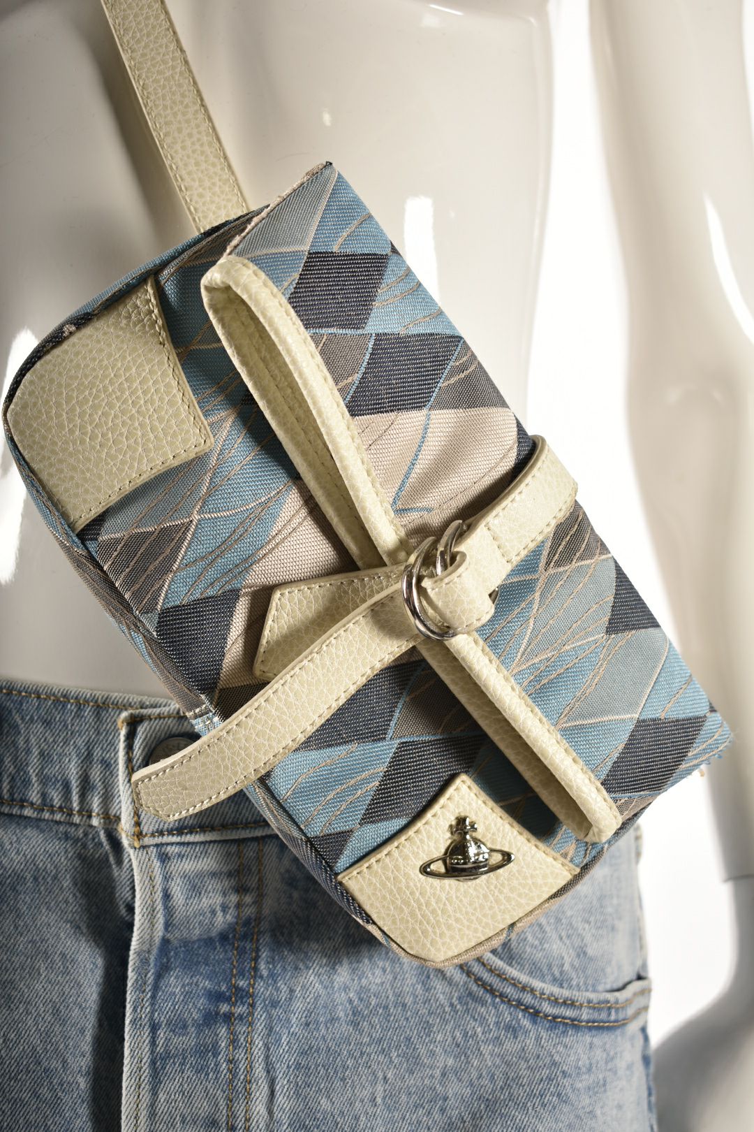 2000s VIVIENNE WESTWOOD Blue Argyle Jacquard Crossbody Bag