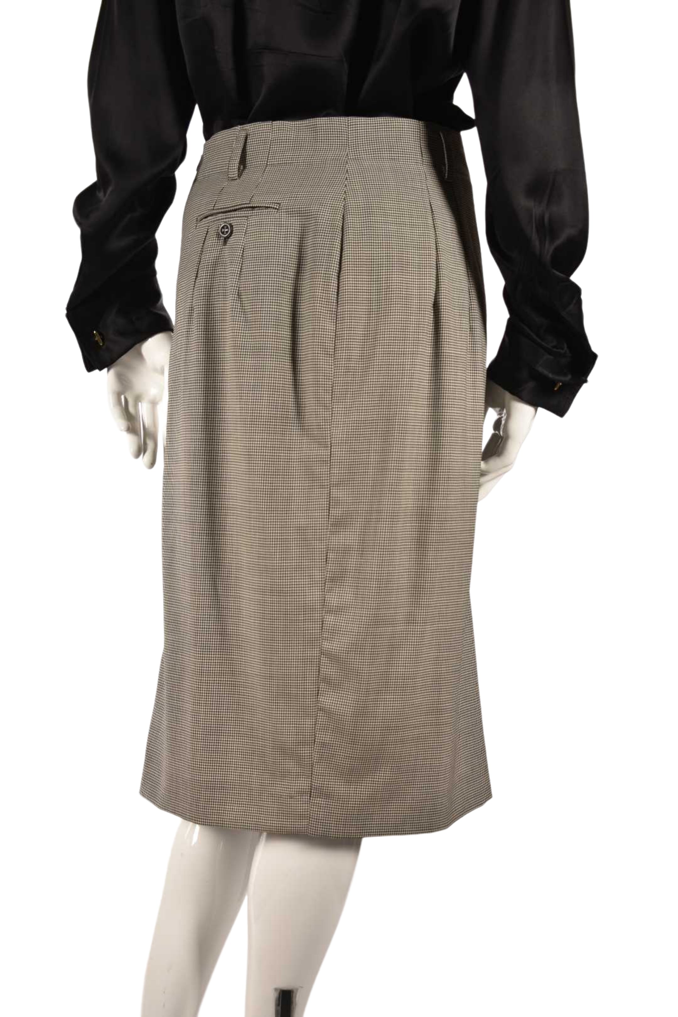 JIL SANDER Grey Wool Houndstooth Pencil Skirt 40EU 4/6US Italy
