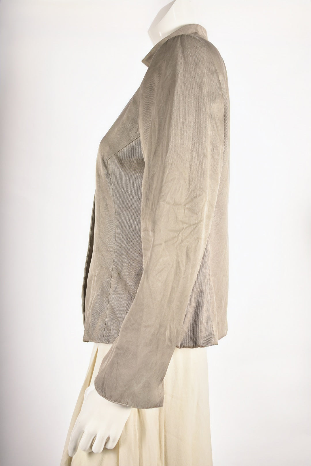 AKRIS Champagne Beige Silk Jewelled Crystal Button Blazer 10US