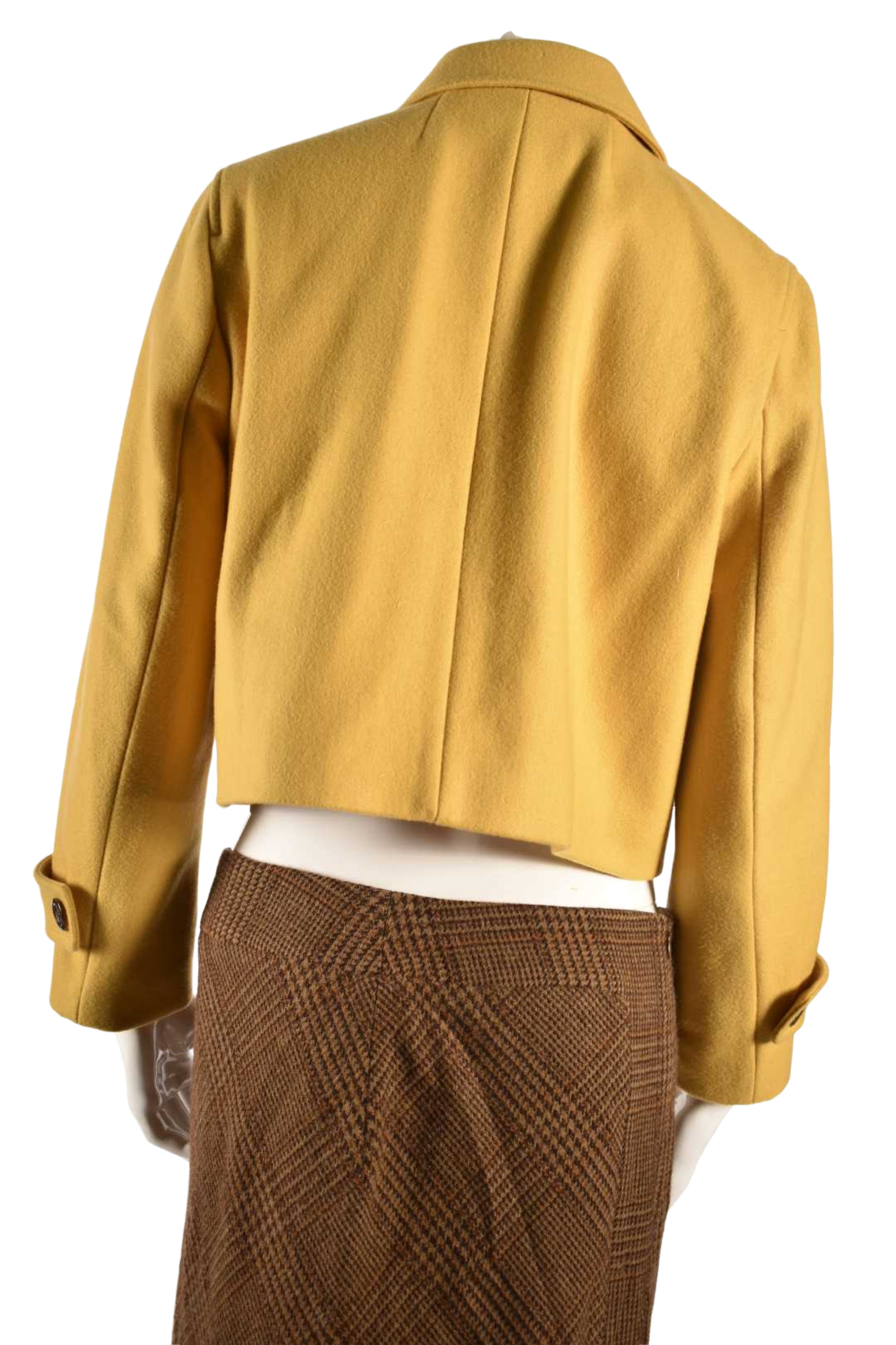 Anthropologie Cartonnier Yellow Wool Blend DB Cropped Jacket Medium