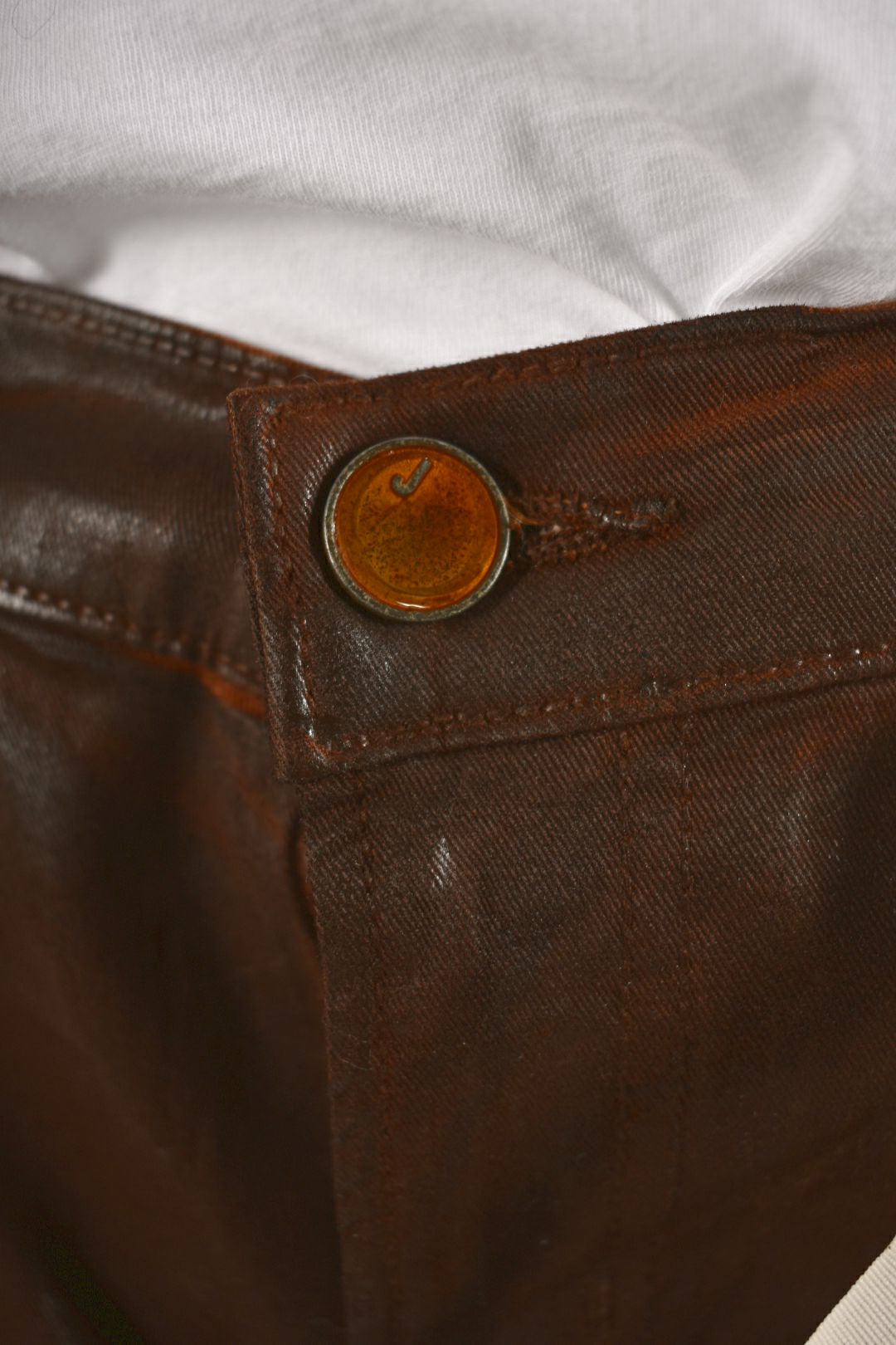 NWT J.BRAND Brown Waxed Japanese Cotton Stretch Low Rise Skinny Jeans 28x32 USA