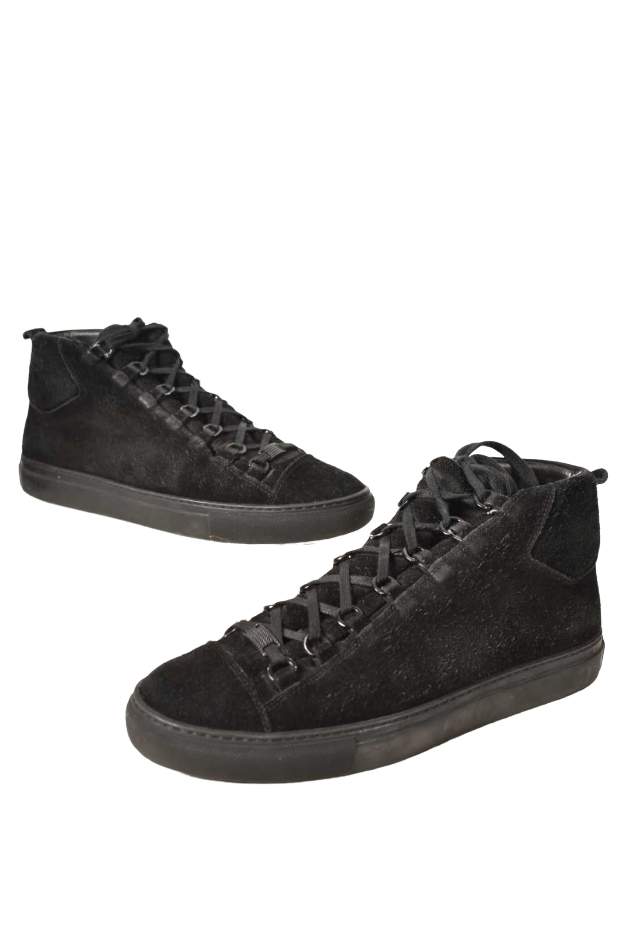 BALENCIAGA Black Leather Suede Arena High Top Sneaker 42EU 9US