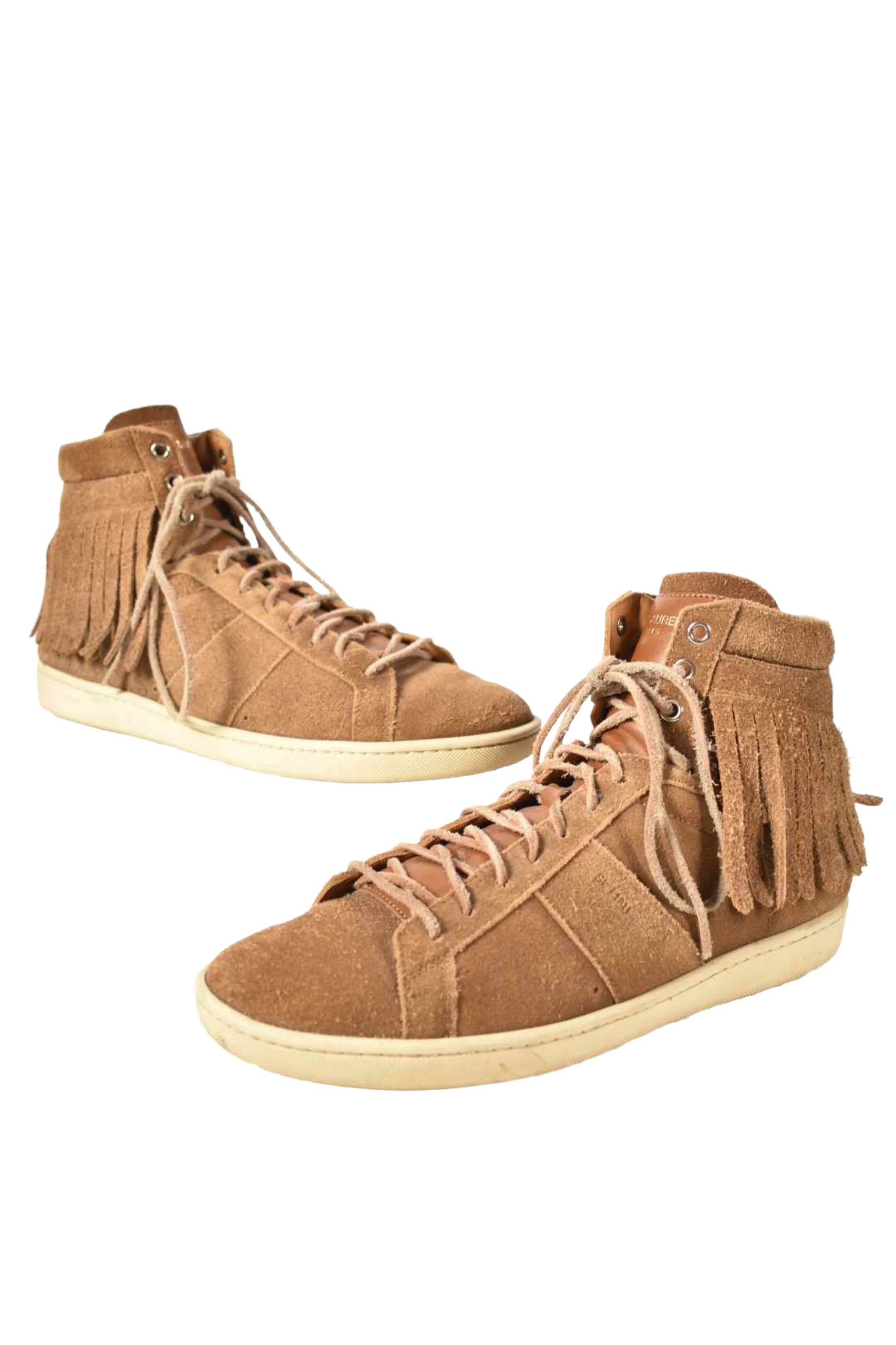 SAINT LAURENT Tan Suede Fringe Court Classic SL/18H High Top Sneaker 9US Italy