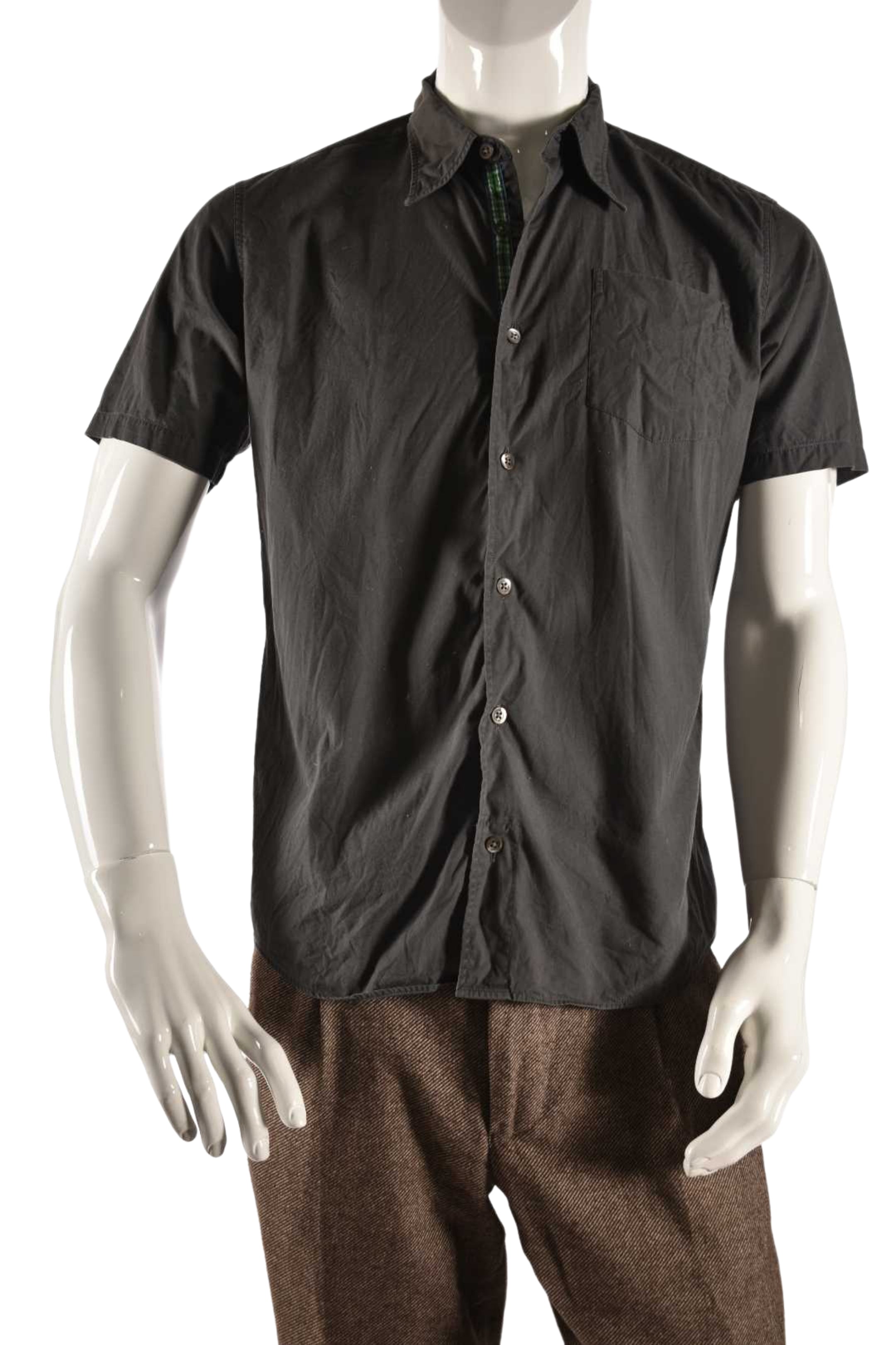 DRIES VAN NOTEN Grey Short Sleeve Cotton Contrast Shirt 50EU Small