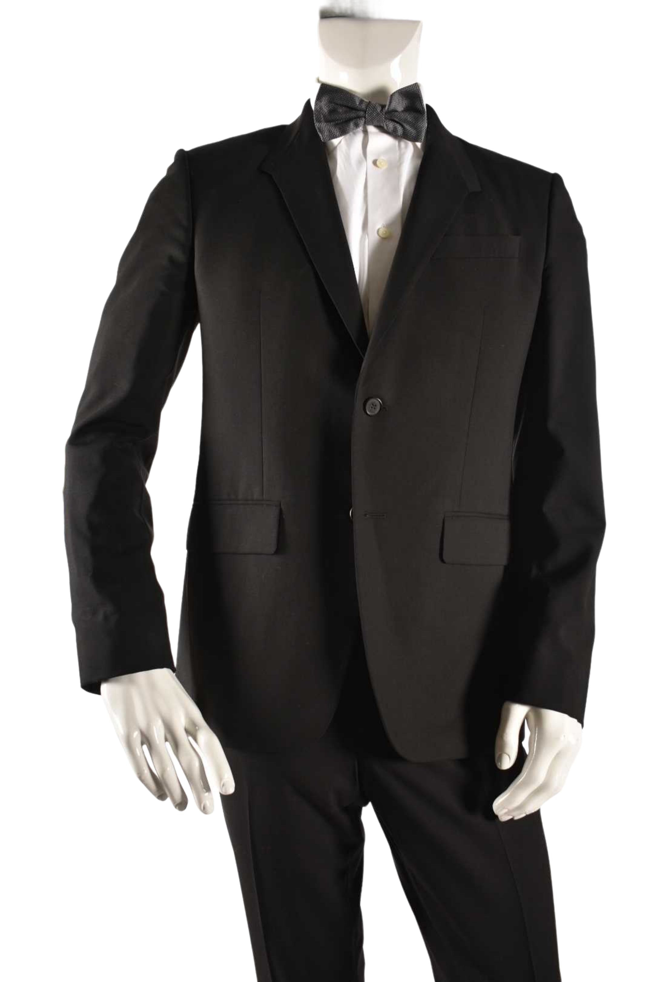 SS14 GIVENCHY Black Wool Slant Lapel Formal Wedding Suit 50EU 40R Italy