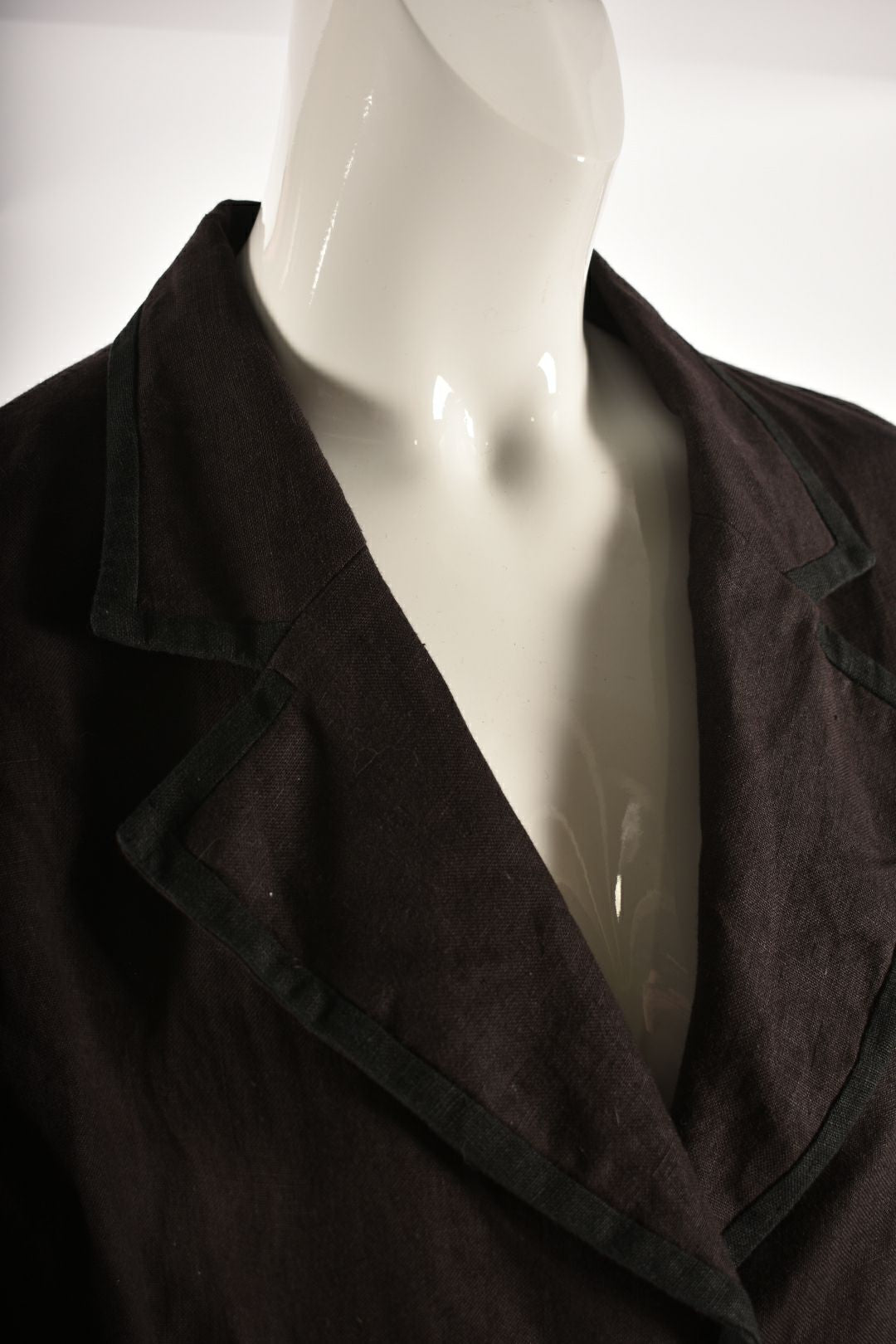 1990s SONIA RYKIEL Burgundy Unlined Linen Piped Blazer 44EU Large