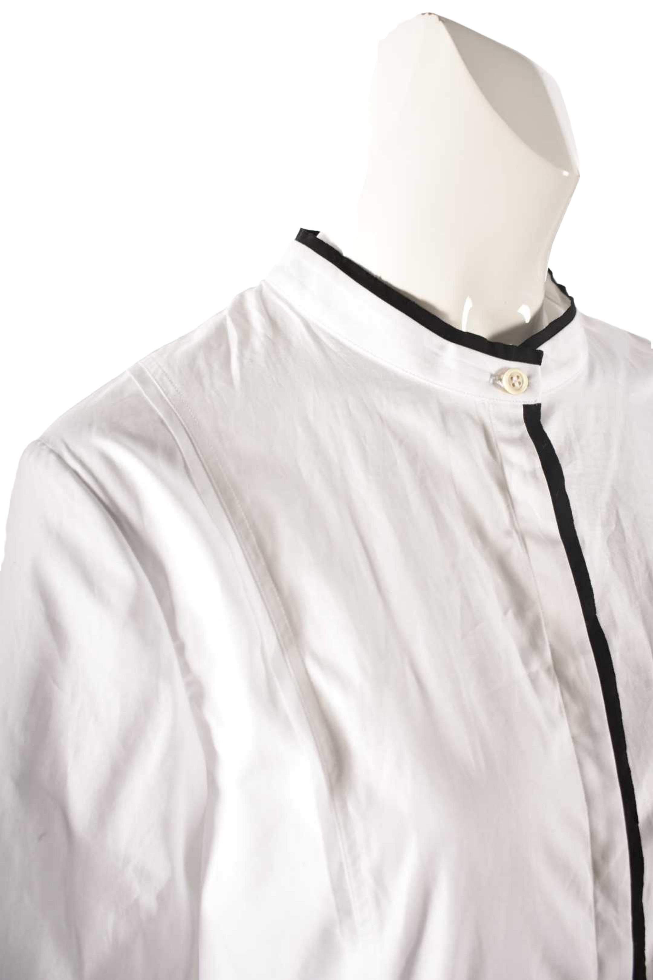 NELLS NELSON White Banded Collar Pleated Blouse 44EU Large