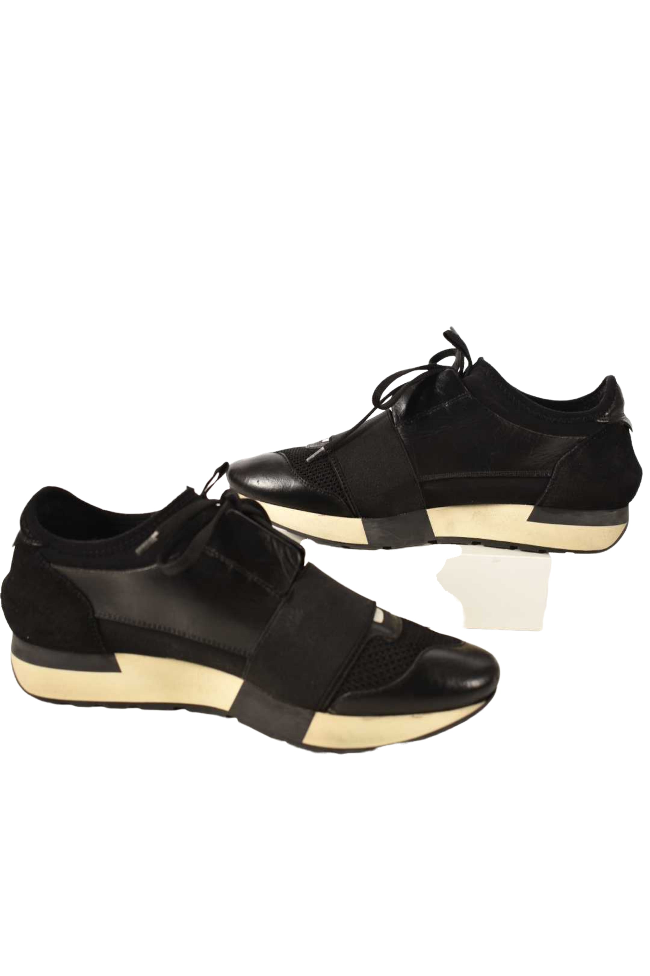 BALENCIAGA Black Leather Nylon Race Runner Sneaker 38EU 8US Italy