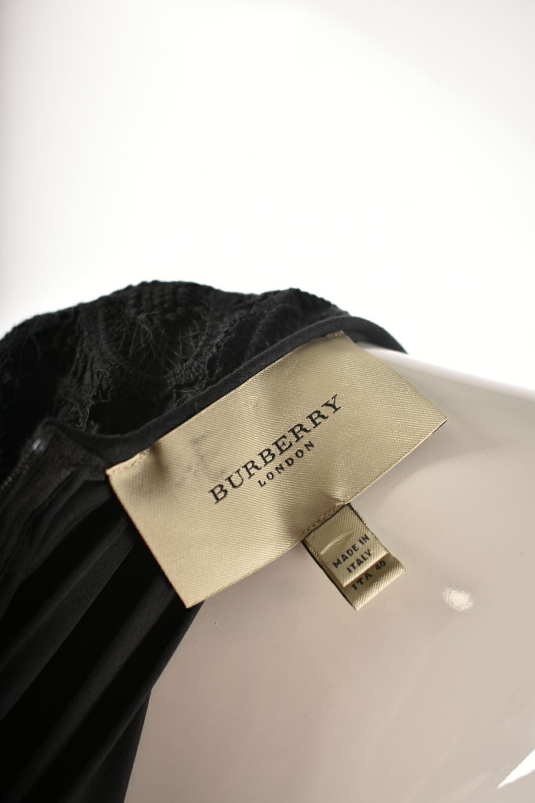 2000s BURBERRY Black Floral Lace Cotton Coquette Dress 6US