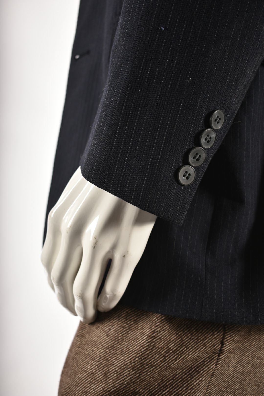 1980s LANVIN Navy Blue Pinstripe Wool Blend Blazer 42R