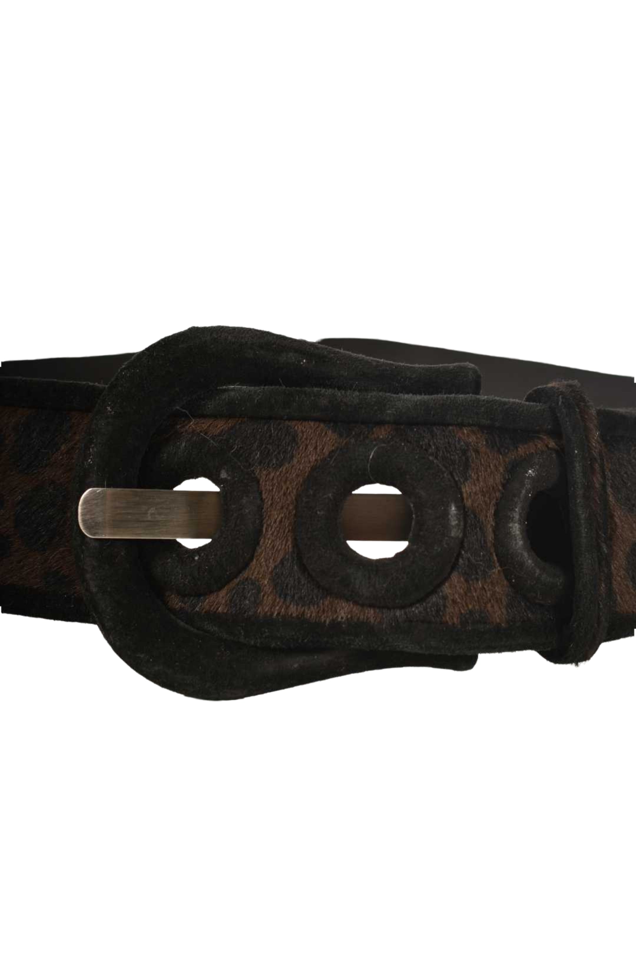 2000s SUZI ROHER Oversized Bugundy Cheetah Print Belt Large