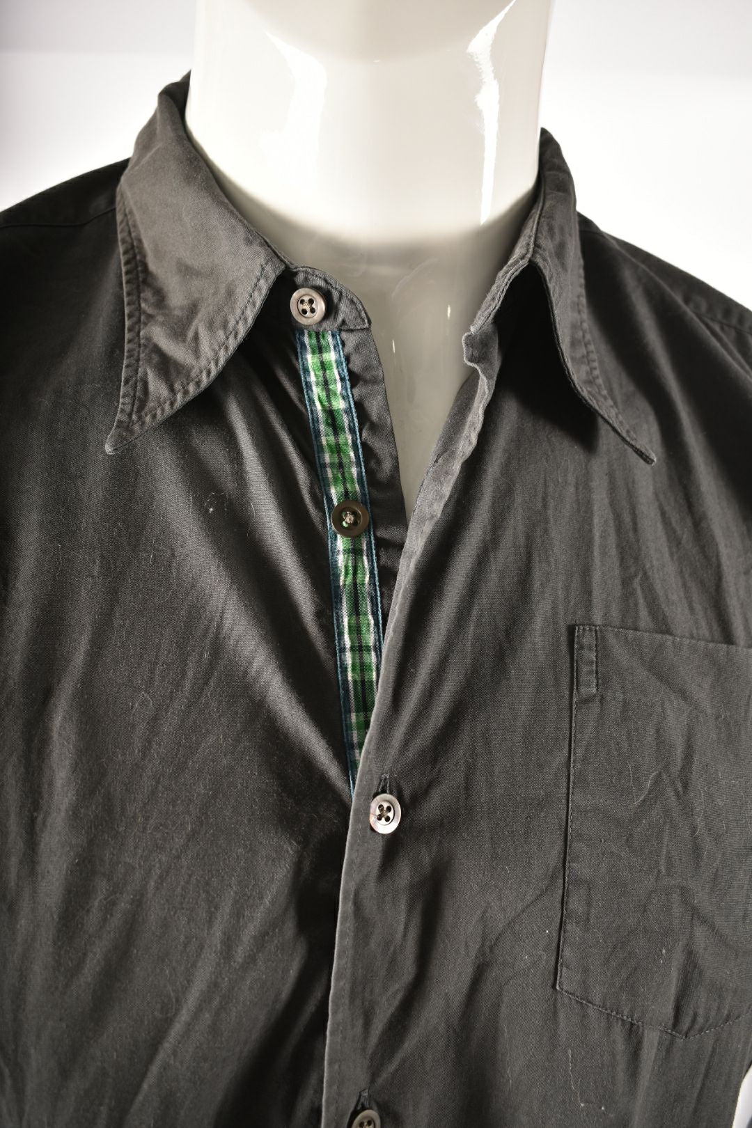 DRIES VAN NOTEN Grey Short Sleeve Cotton Contrast Shirt 50EU Small