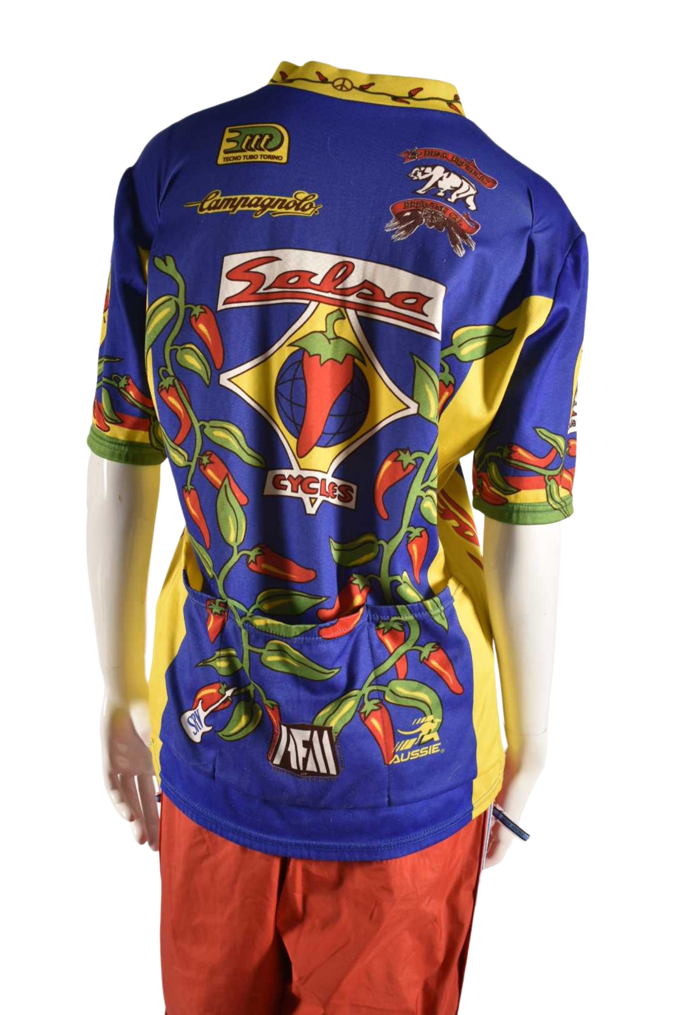 1990s AUSSIE Blue Chili Pepper Salsa Cycling Shirt Large
