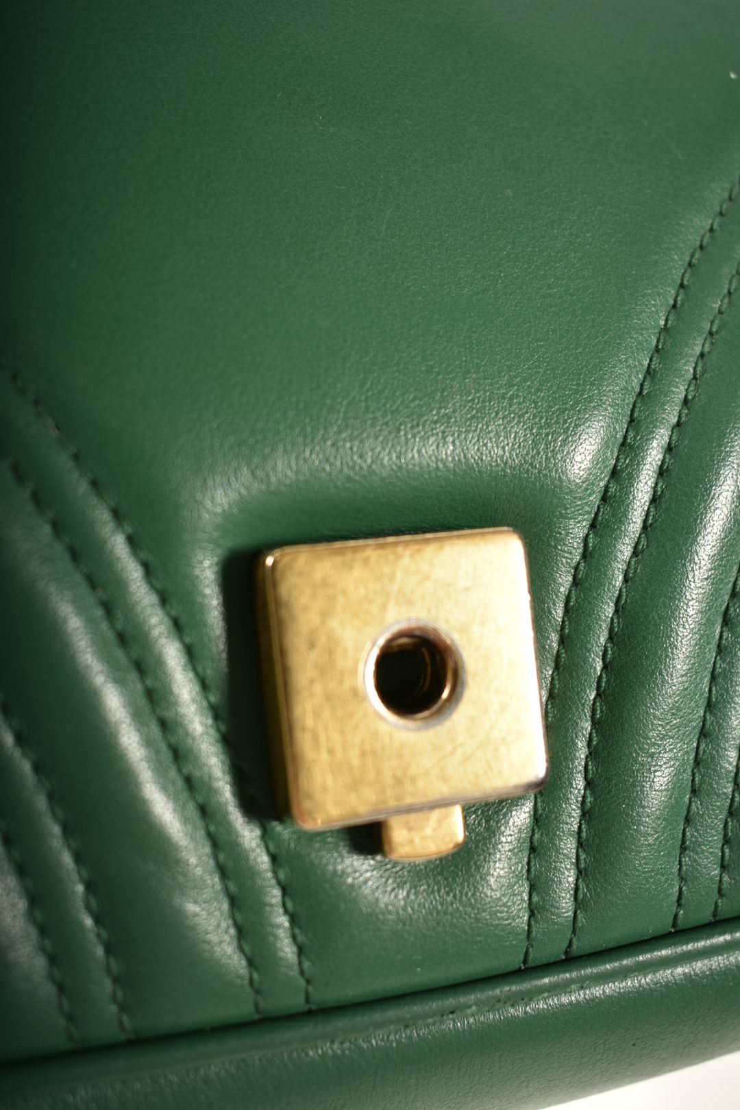 GUCCI Green Calfskin Leather Marmont GG Small Shoulder Bag