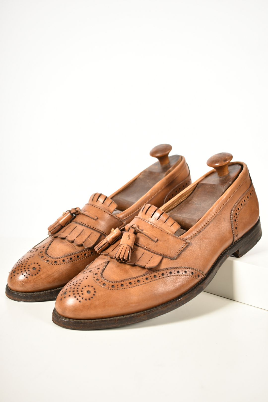 Stunning ALDEN Light Brown Leather Tassel Kilted Brogue Wingtip Shoes 11D USA