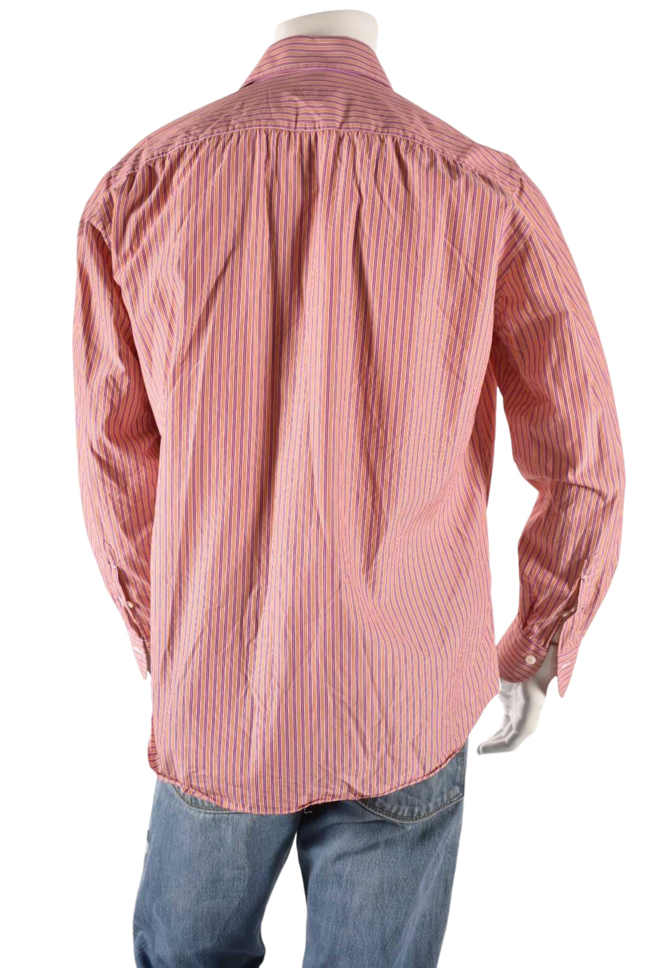 FRANCK NAMANI Orange Purple Stripe Cotton Dress Shirt 16/41 Large