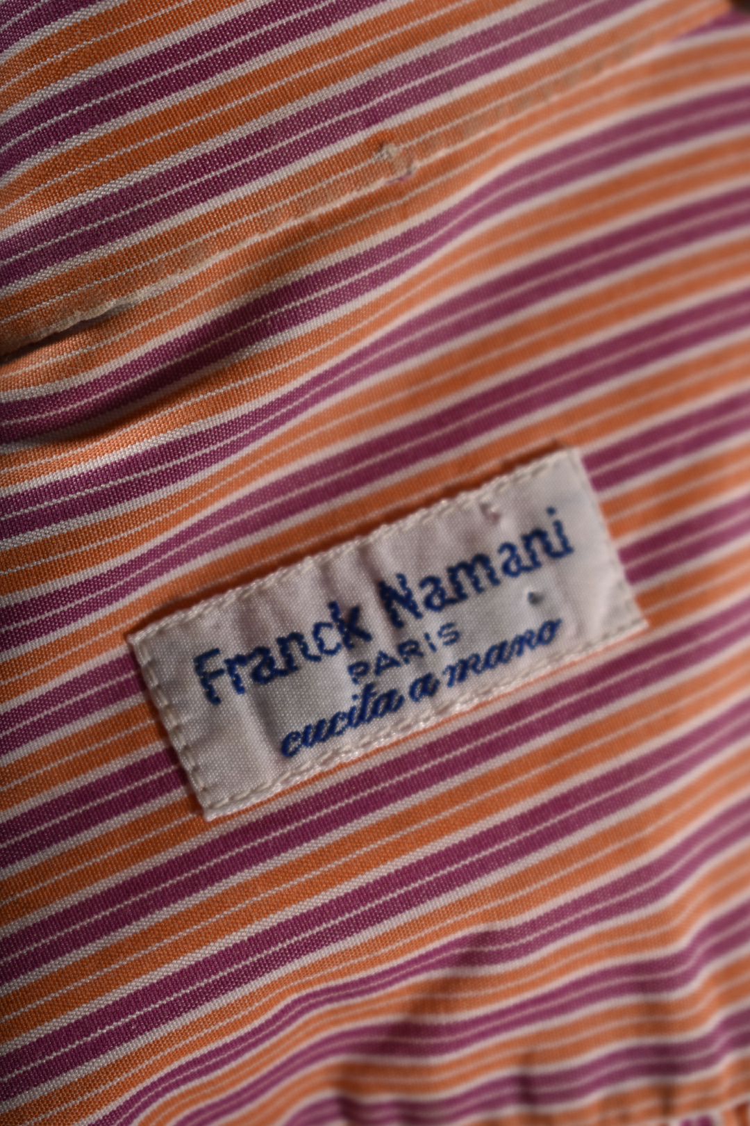FRANCK NAMANI Orange Purple Stripe Cotton Dress Shirt 16/41 Large