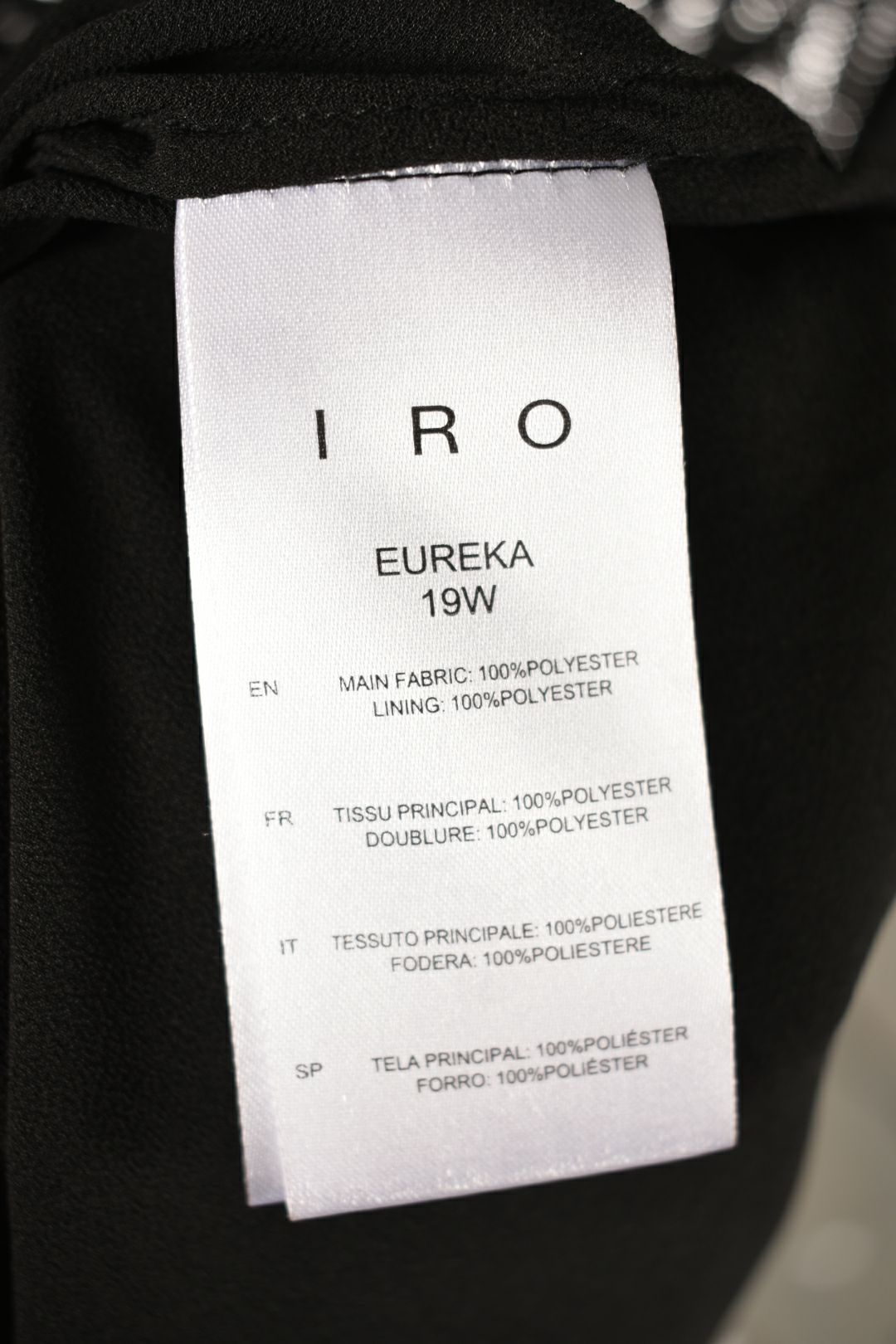 NWT IRO Silver Black Flowy Eureka Poly Long Sleeve Dress 40EU 8US