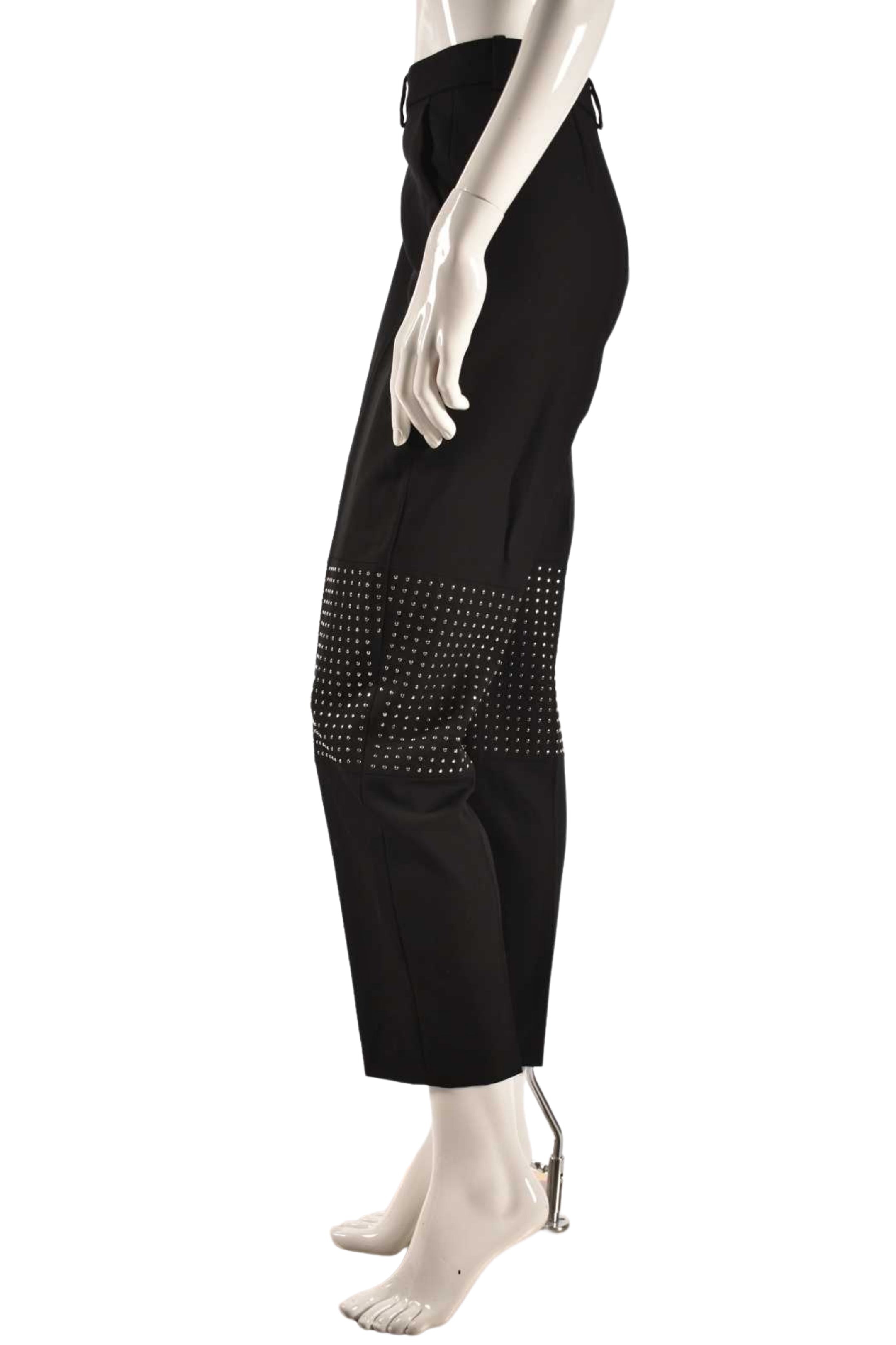 MCQ Black Wool Fine Knit Studded Knee Pants 44EU Large