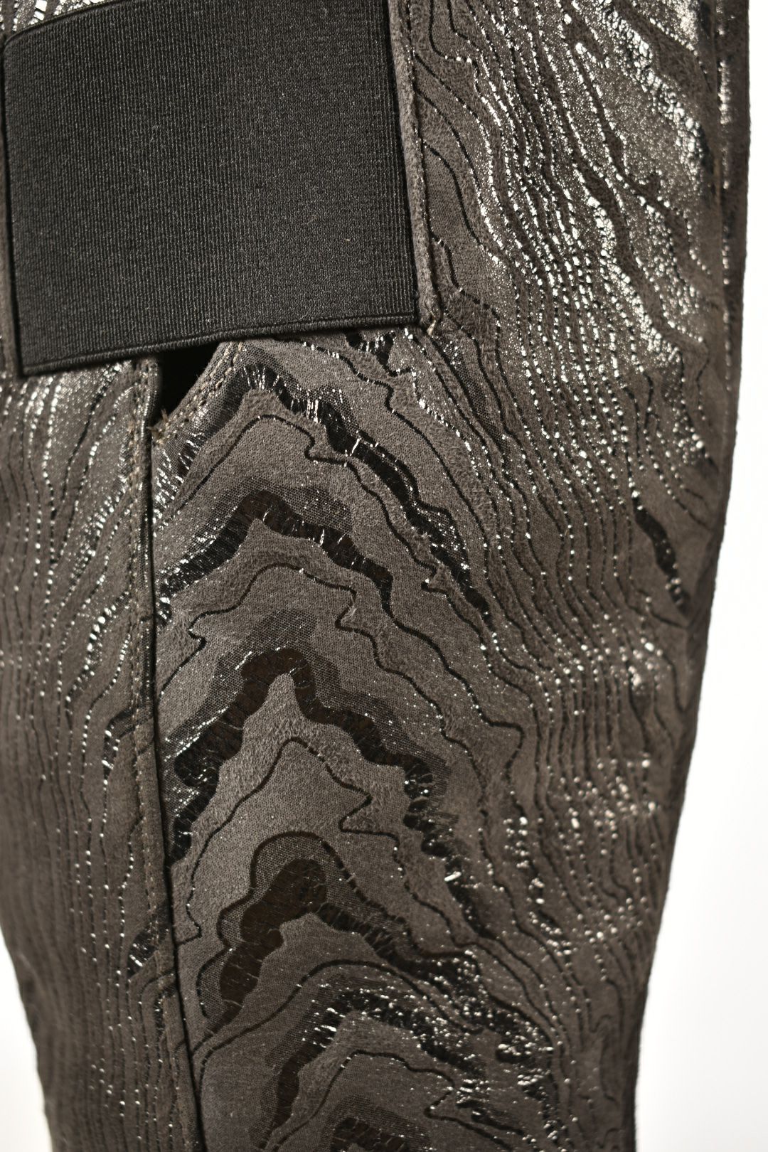 LORIBLU Grey Leather Marble Wedge Metallic Boots 7US