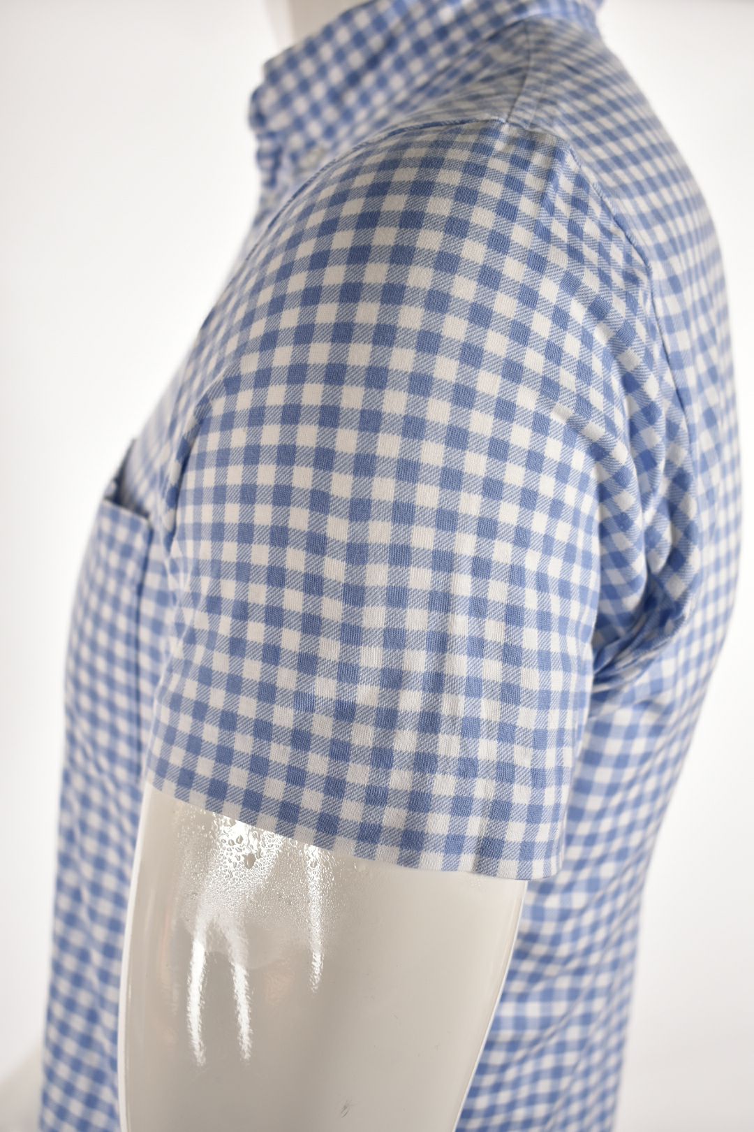 POLO RALPH LAUREN Blue Gingham Pima Cotton Knit Polo Shirt Small