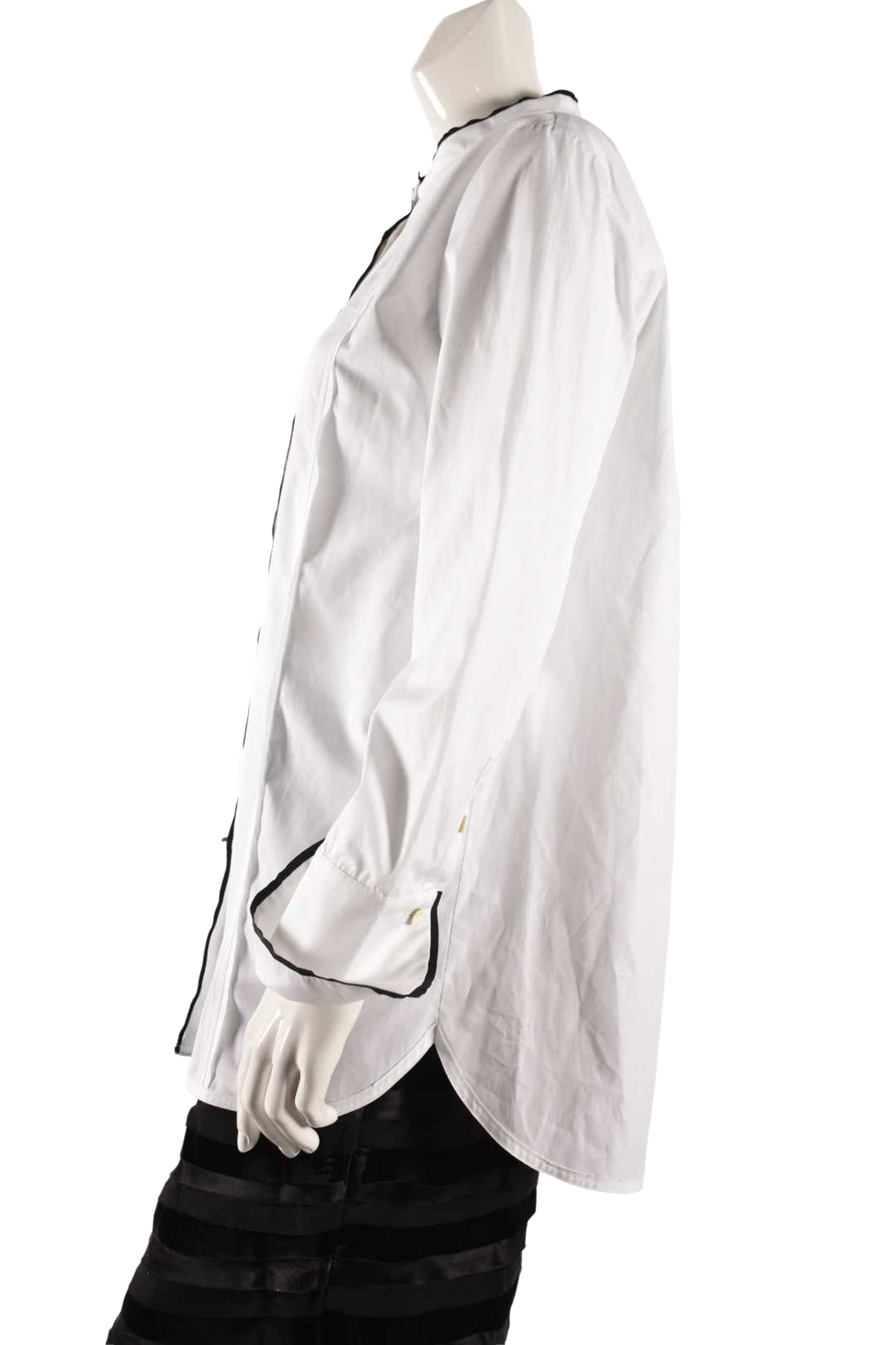 NELLS NELSON White Banded Collar Pleated Blouse 44EU Large