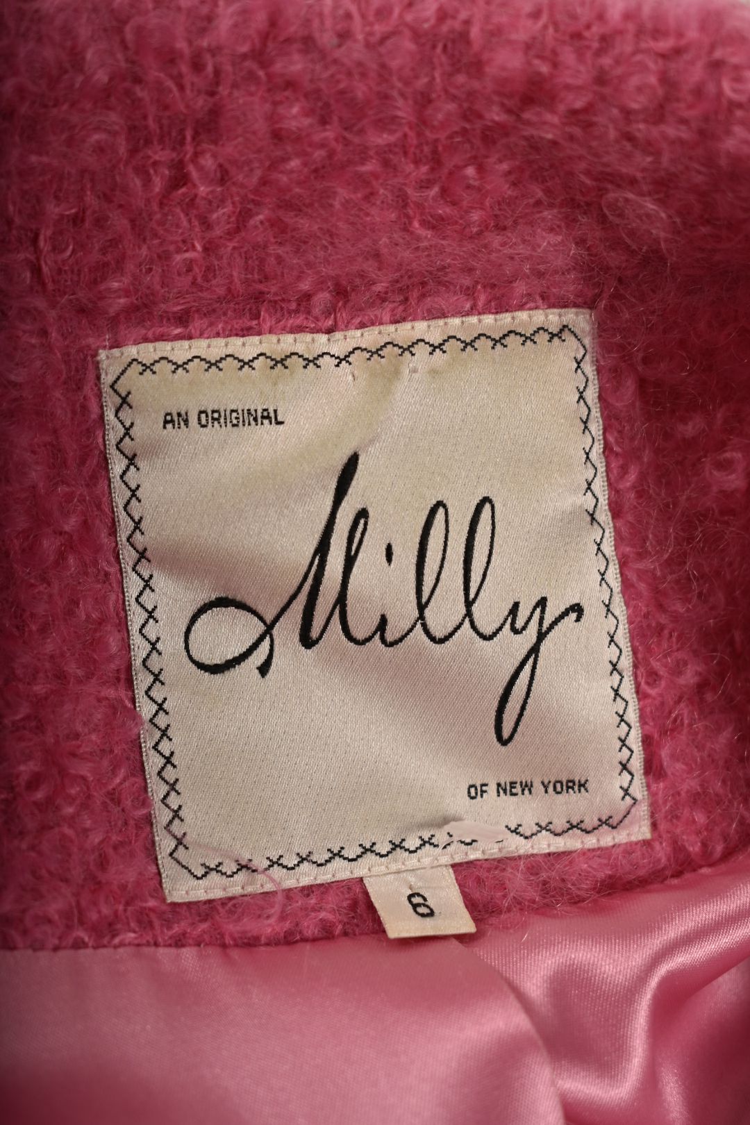 2000s MILLY Pink Curly Mohair Wool Preppy Blazer 6US