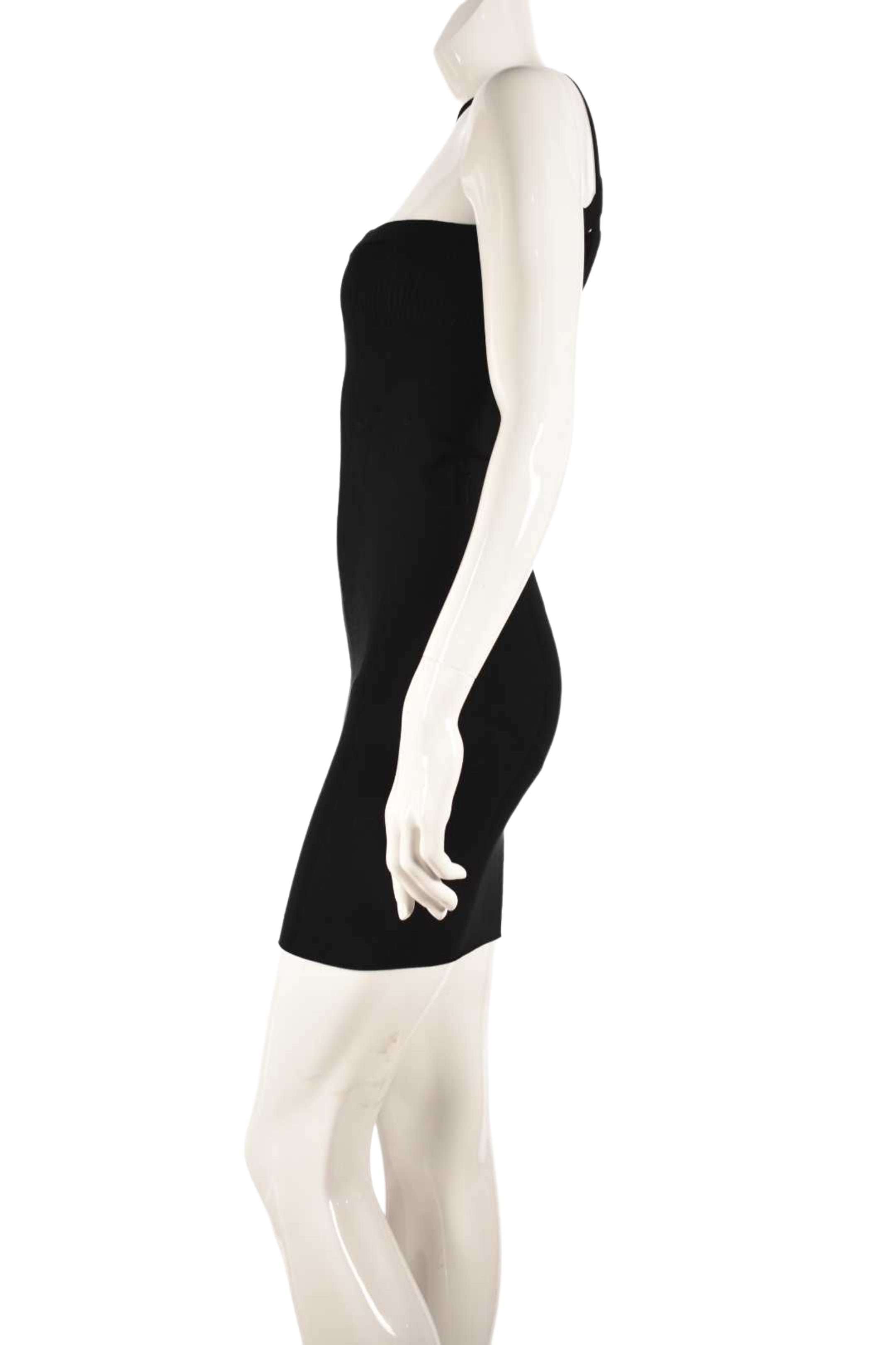 2000s JEAN PAUL GAULTIER Black Viscose Cross Shoulder Mini Dress Small