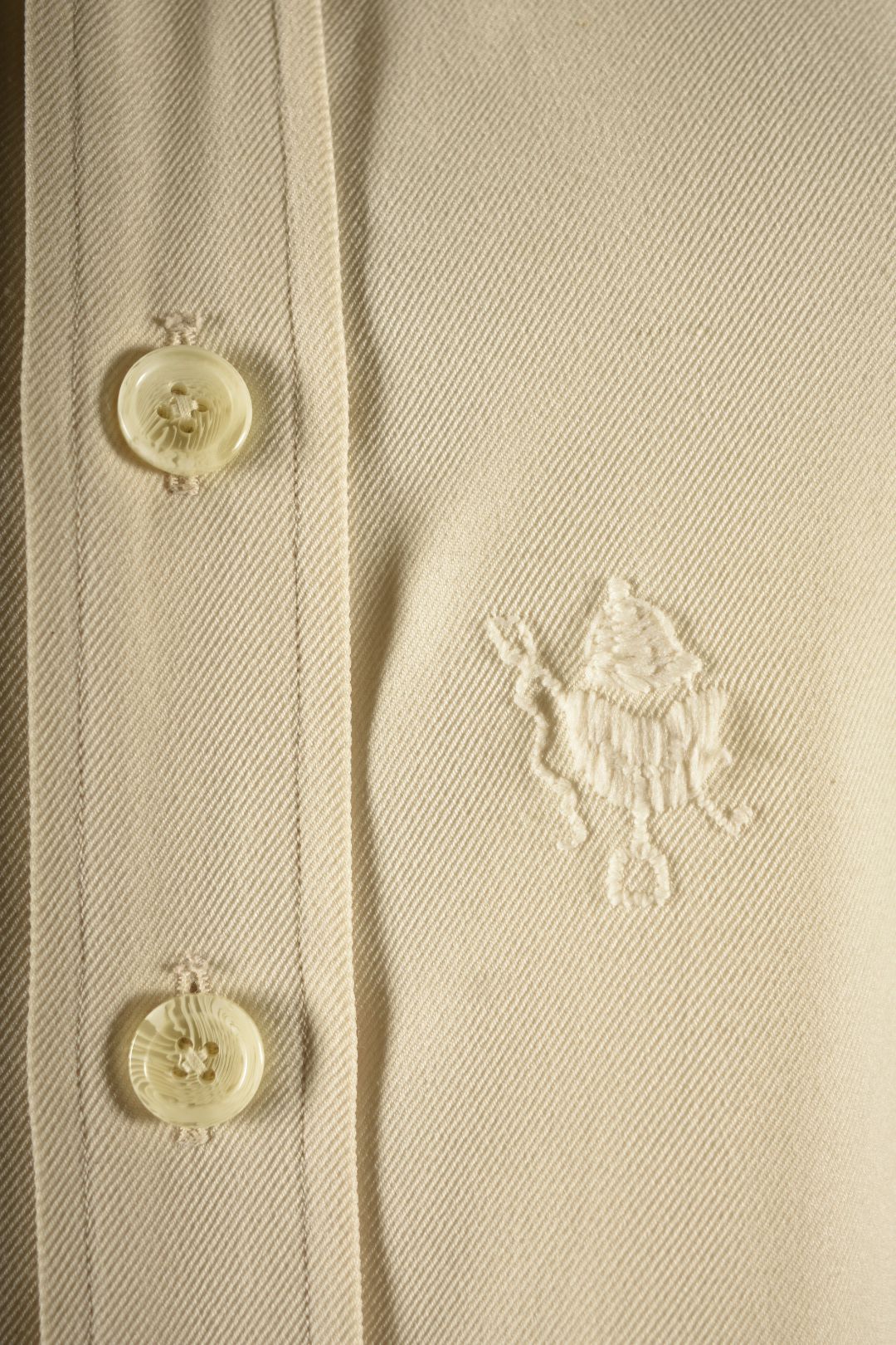 1970S BERGDORF GOODMAN Ecru Shirtmaker Embroidered Dress Medium