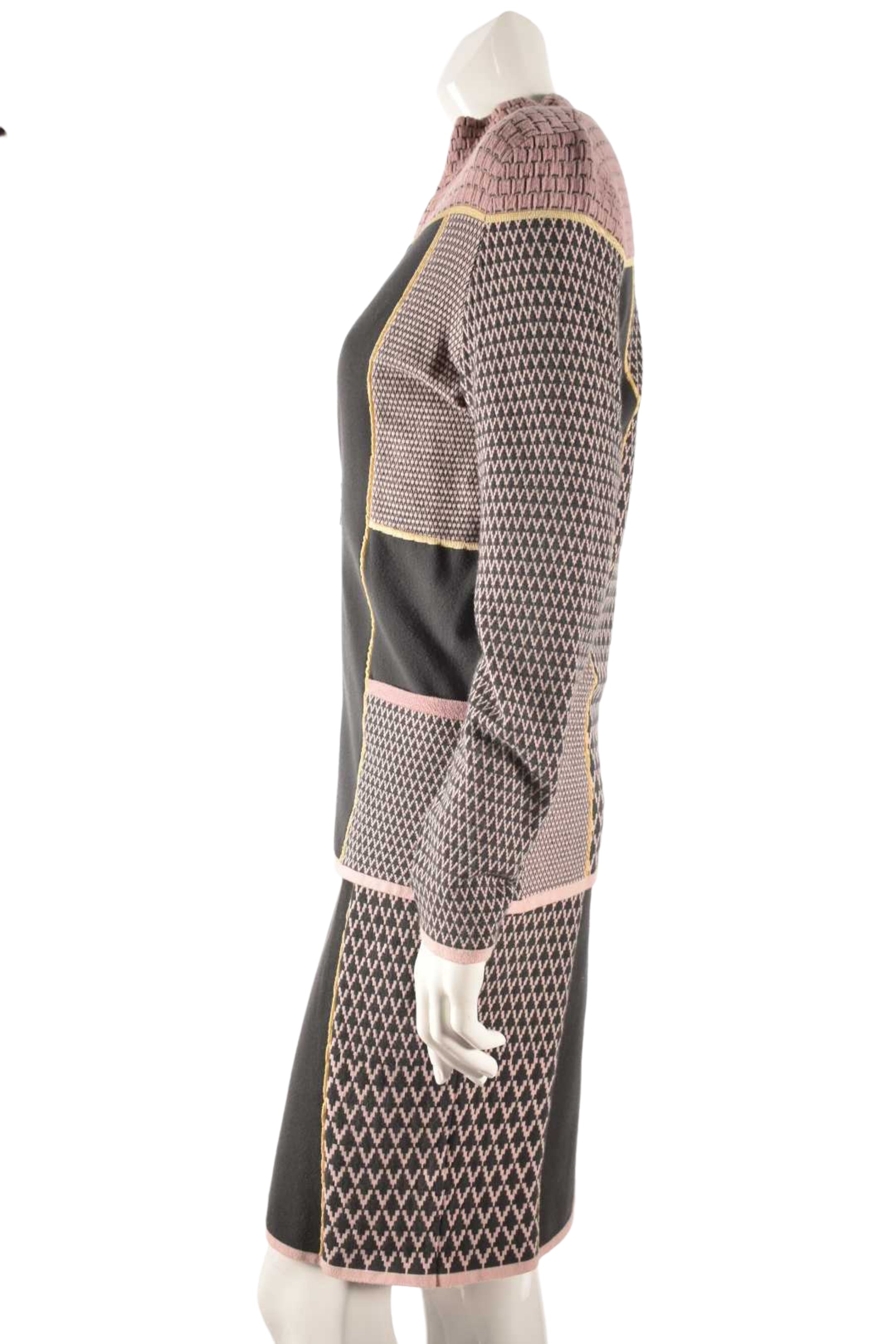 2010s ESCADA SPORT Pink Grey Knit Panel Zip Sweater Medium