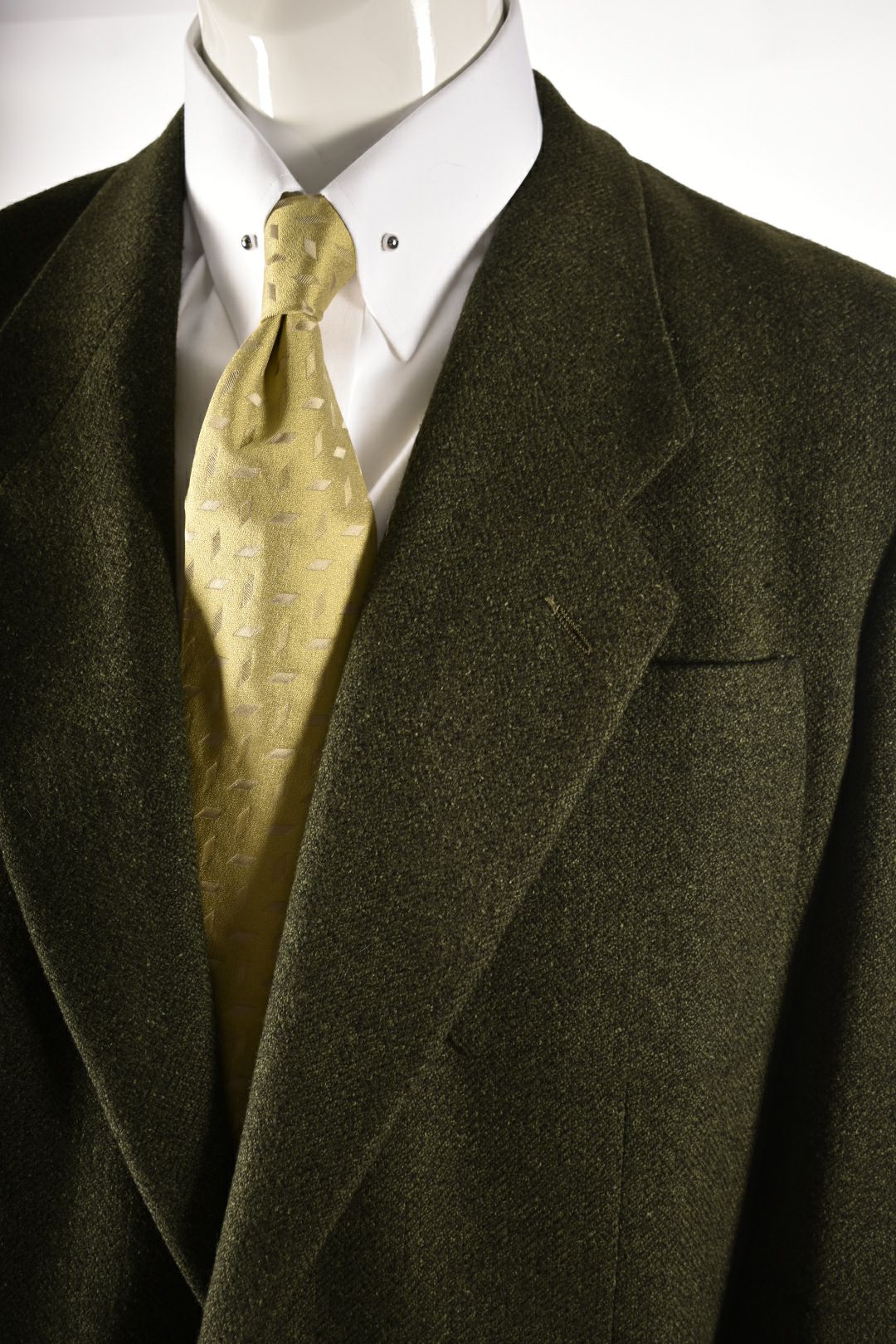 1990s GIORGIO ARMANI Green Wool Silk Herringbone Blazer 40R
