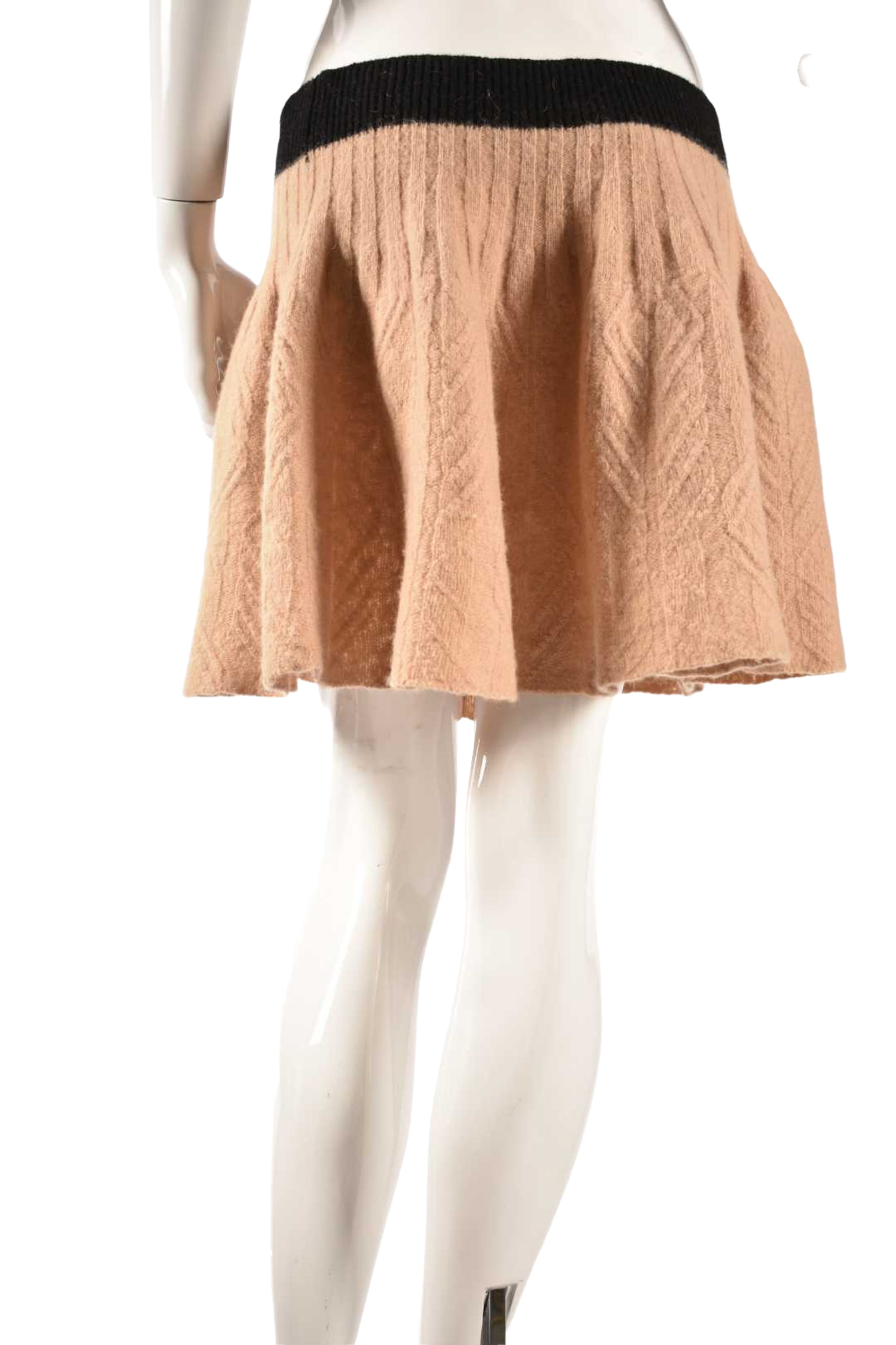 2010s MARC BY MARC JACOBS Tan Black Wool Blend Cable Knit Mini Skirt L
