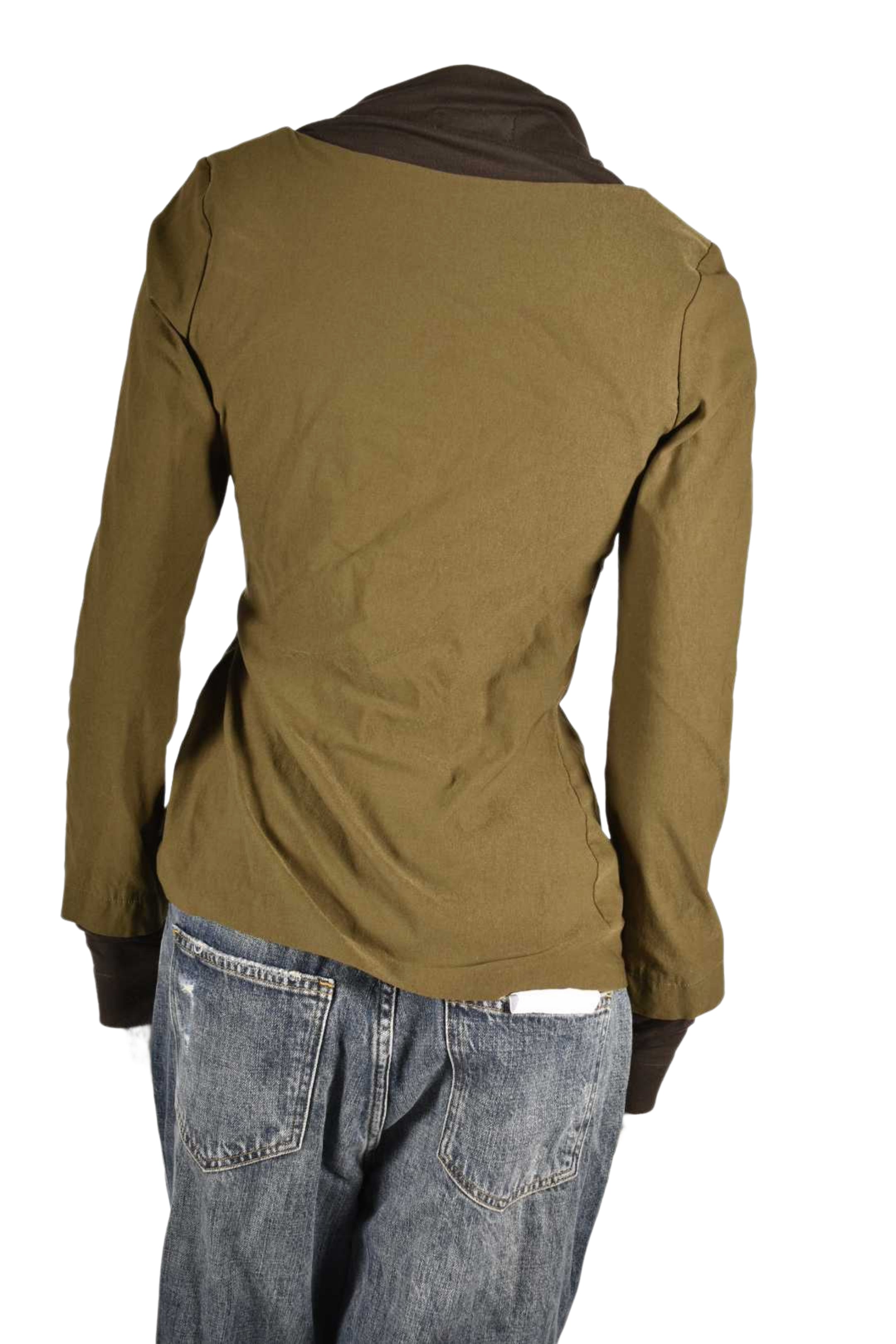 2000s KITCHEN ORANGE Green Ruched Rave Utility Top Medium