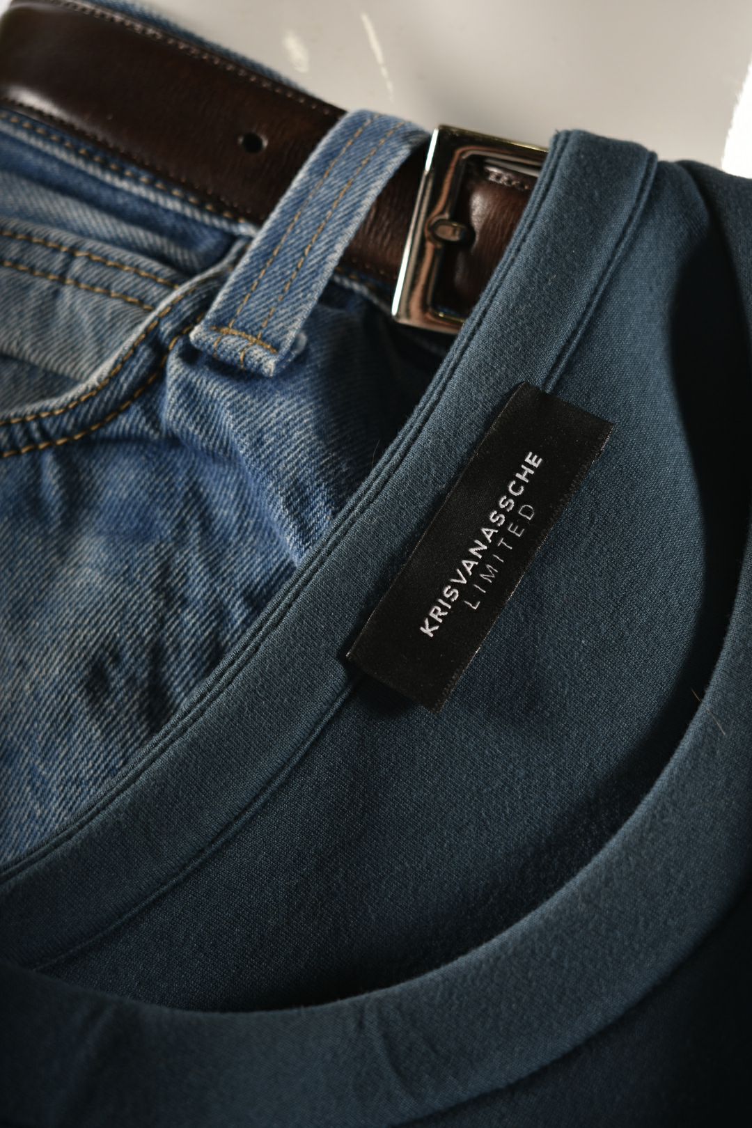 KRISVANASSCHE Teal Blue Viscose Neoprene Sweatshirt Medium
