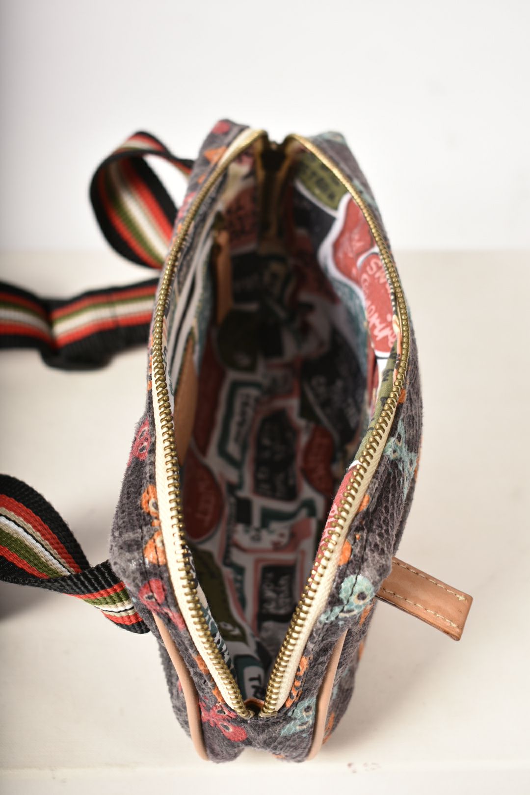 ANNA SUI Multi Colour Floral Faux Snakeskin Crossbody