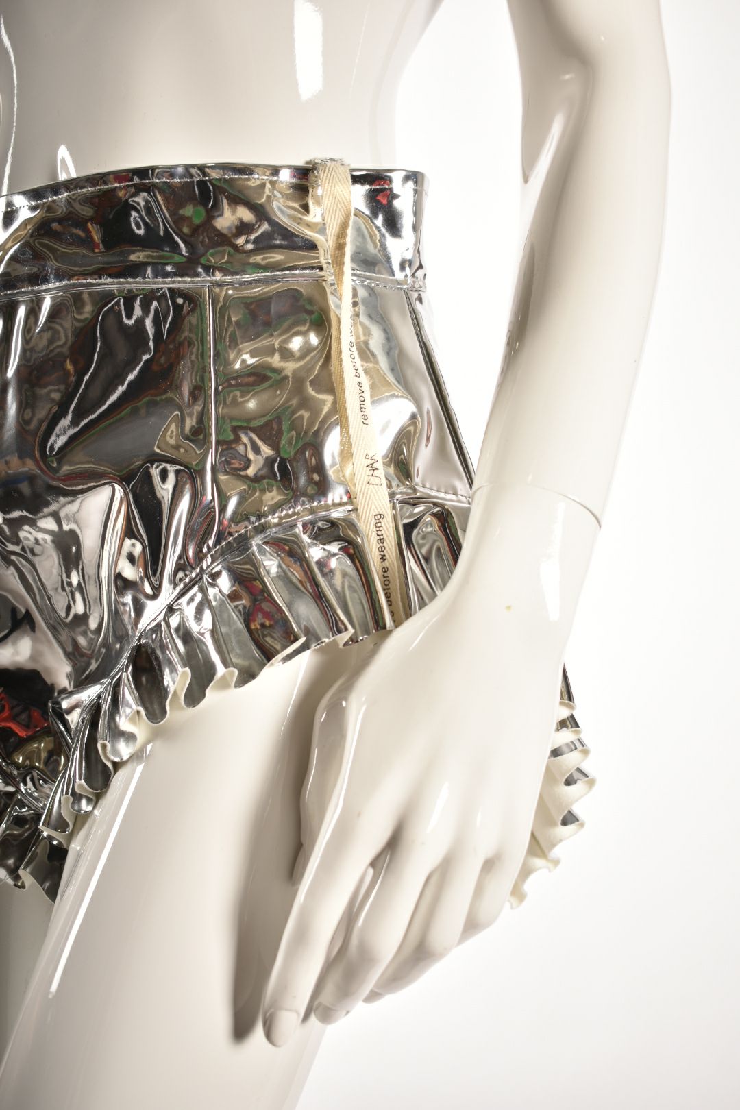 CHAR HOUSTON Silver Metallic High Waist Hotpants Shorts L