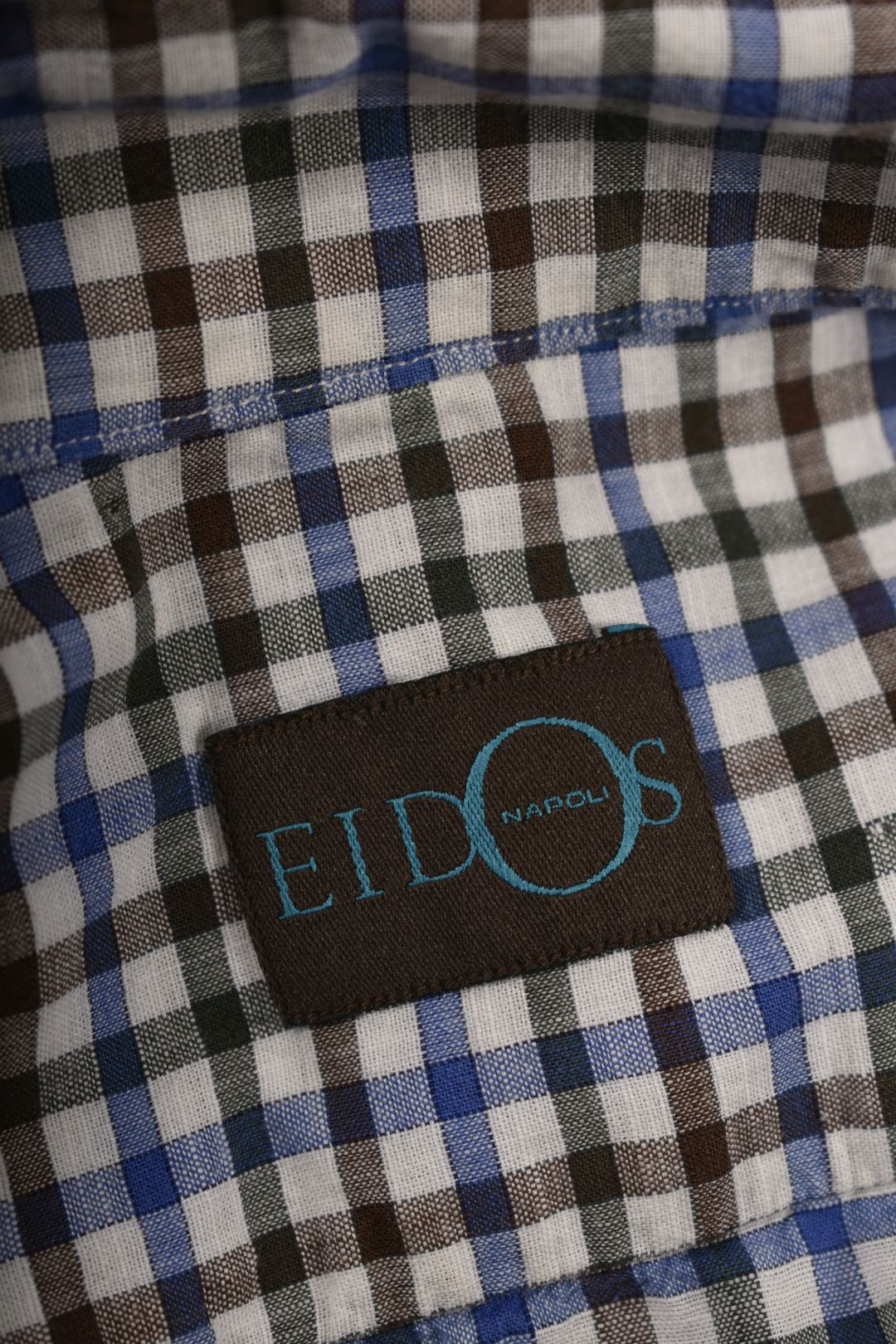 EIDOS Napoli Blue Brown Cotton Check Casual Shirt 17.5/44 XL