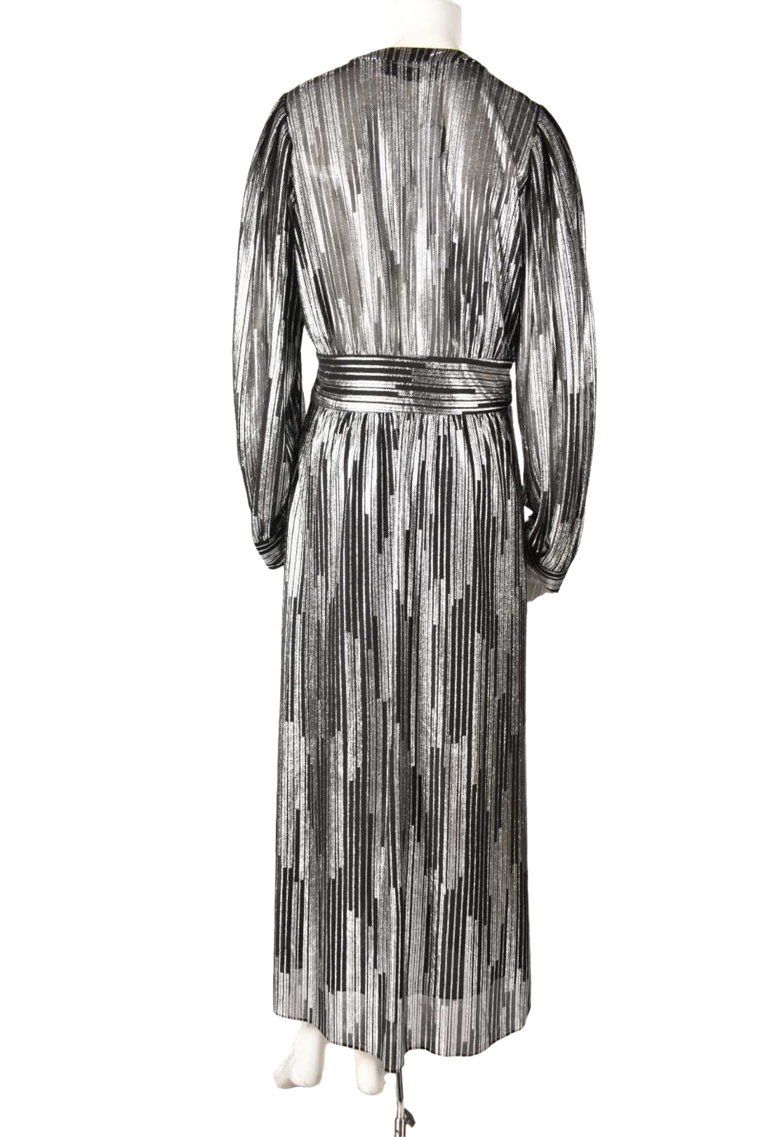 NWT IRO Silver Black Flowy Eureka Poly Long Sleeve Dress 40EU 8US