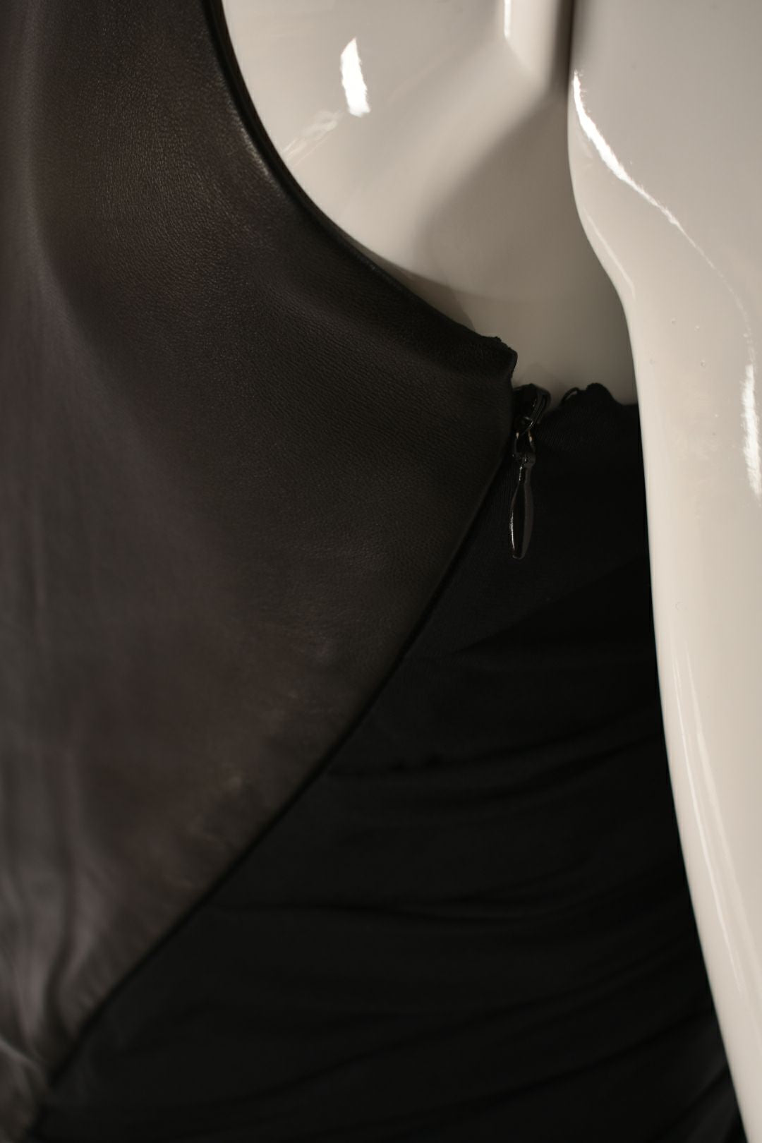 ALEXANDER WANG Black Leather Mixed Media Sleeveless Dress 2US
